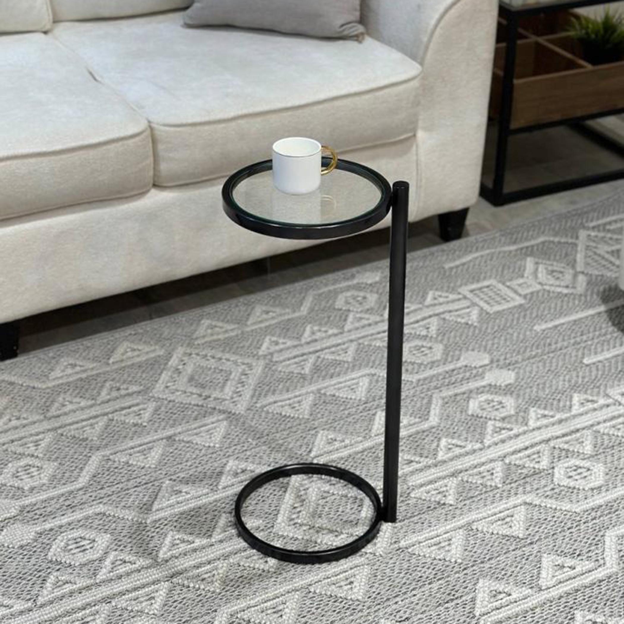 Glass Top Side Table with Pedestal Base - 25x25x60 cms-furniture-livingroom-sideandendtables-image-1