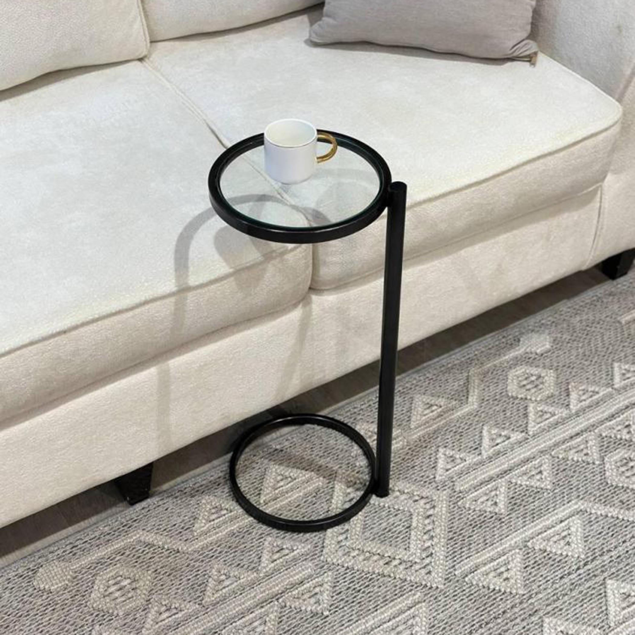 Glass Top Side Table with Pedestal Base - 25x25x60 cms-furniture-livingroom-sideandendtables-image-2