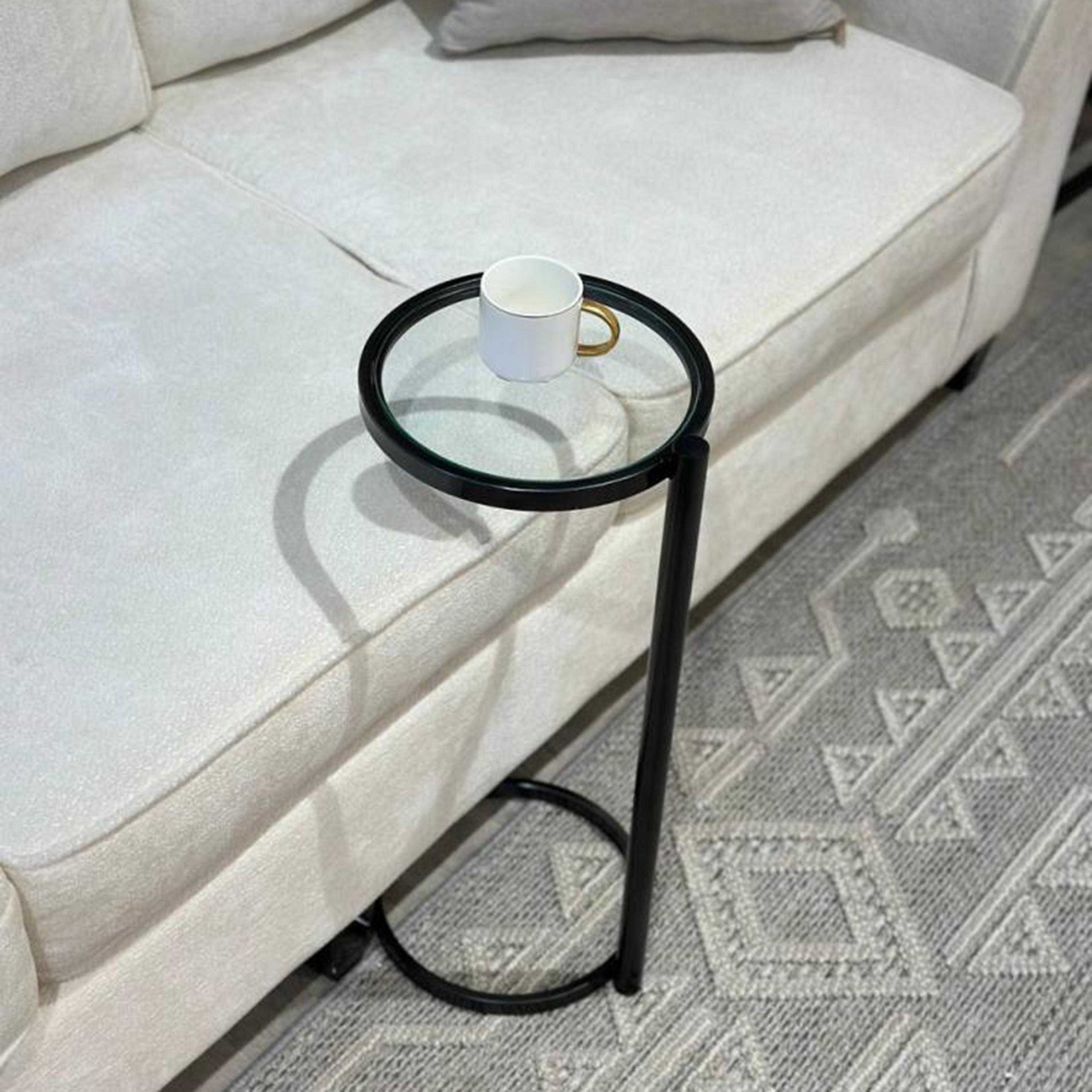 Glass Top Side Table with Pedestal Base - 25x25x60 cms-furniture-livingroom-sideandendtables-image-3