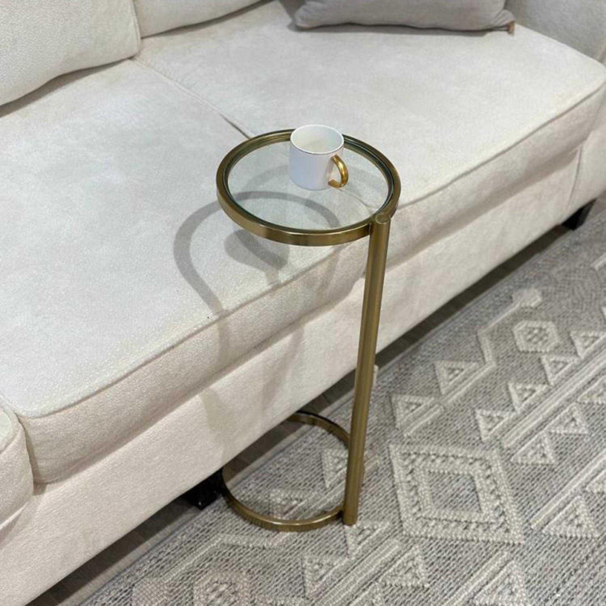 Glass Top Side Table with Pedestal Base - 25x25x60 cms-furniture-livingroom-sideandendtables-image-1