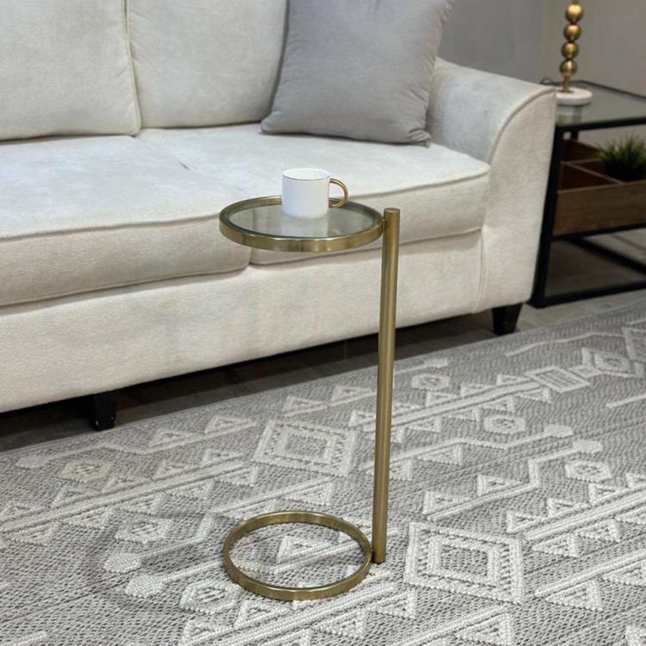 Glass Top Side Table with Pedestal Base - 25x25x60 cms-furniture-livingroom-sideandendtables-image-3