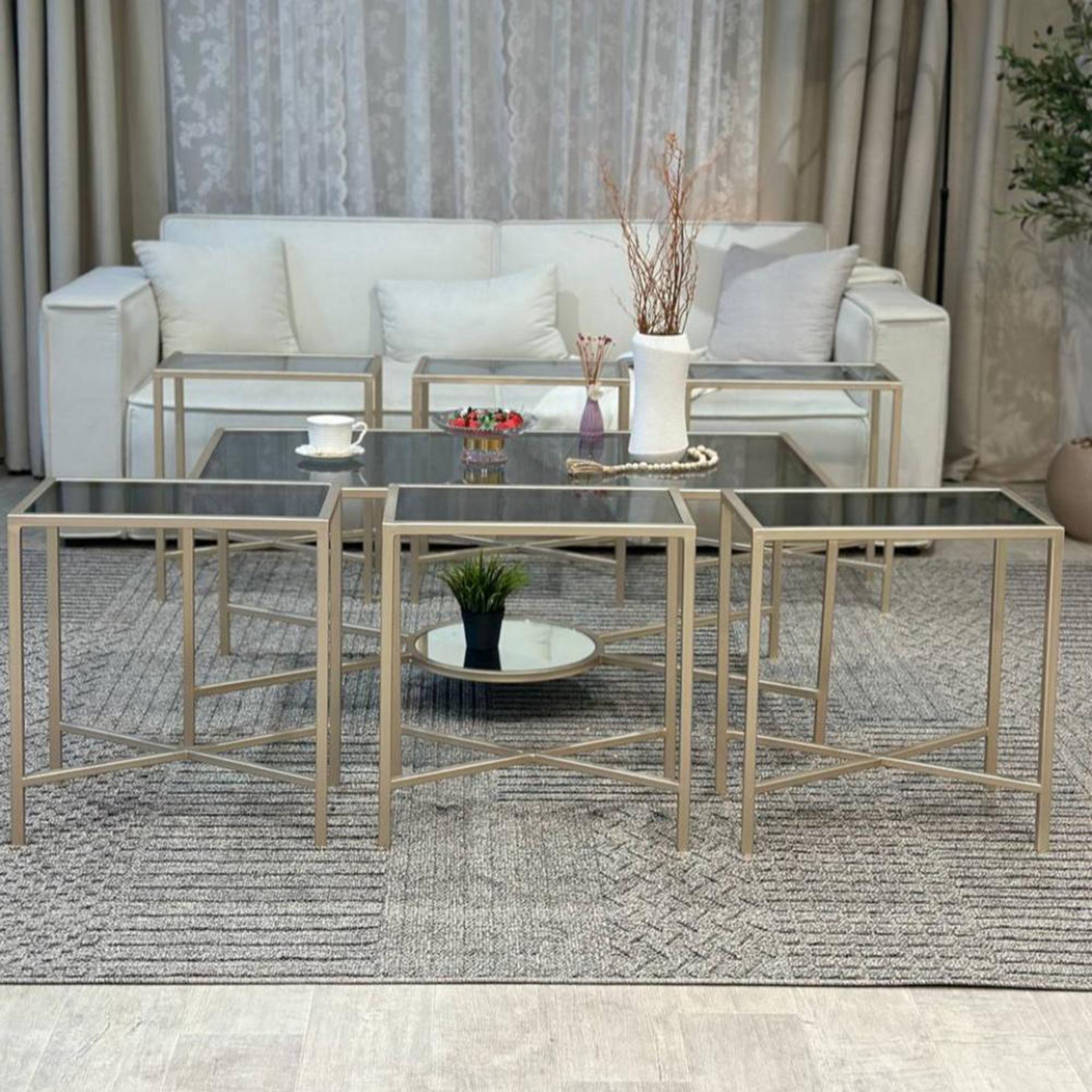 Glass Top 7-Piece Coffee Table and Side Table Set-furniture-livingroom-coffeetables-image-2