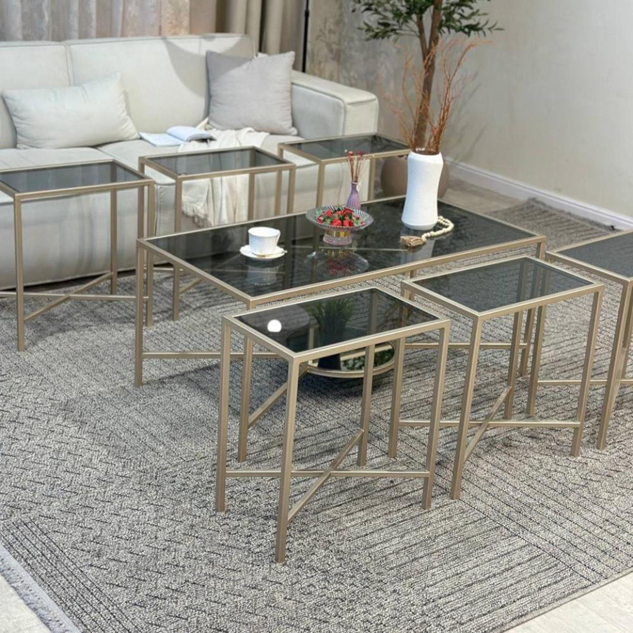 Glass Top 7-Piece Coffee Table and Side Table Set-furniture-livingroom-coffeetables-image-3