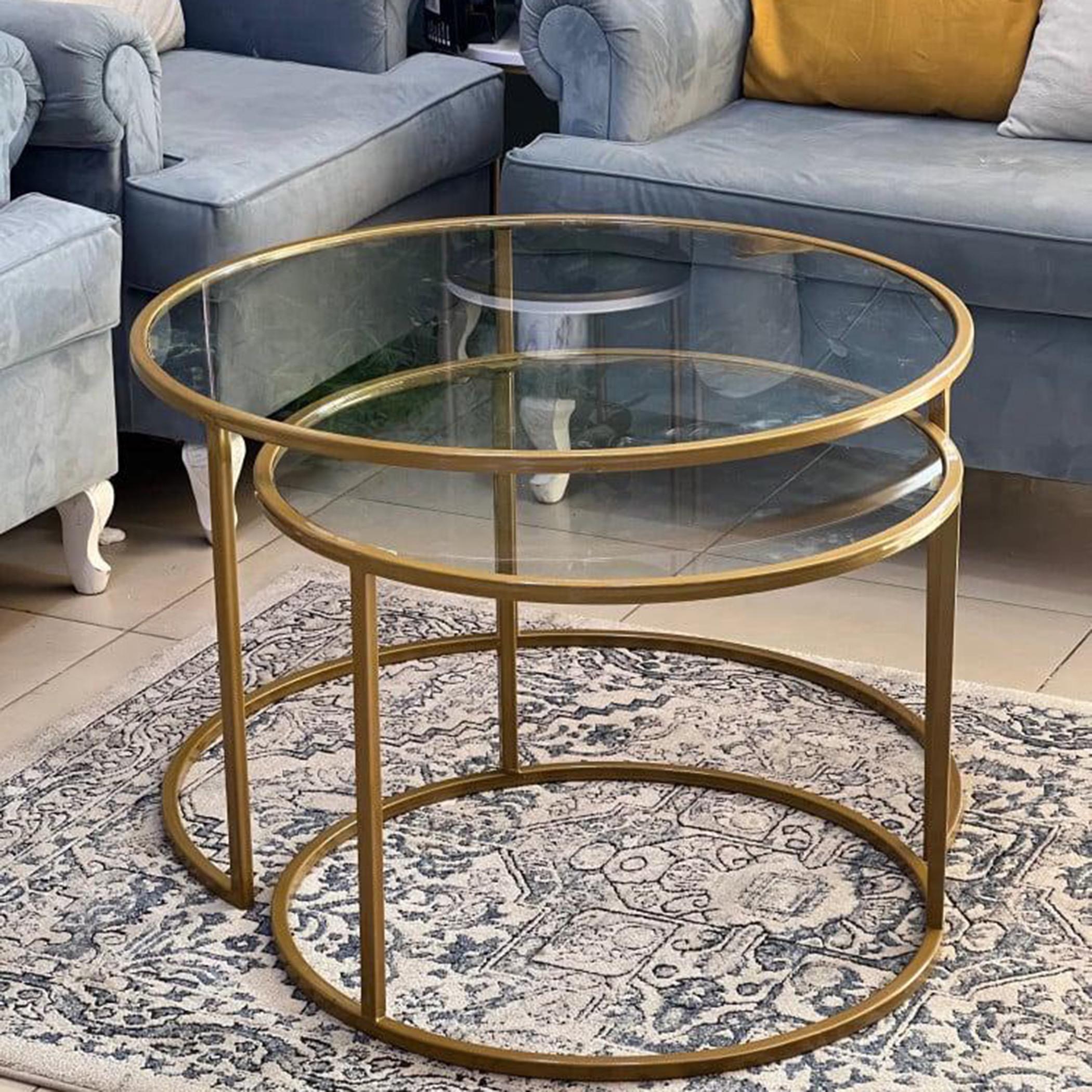 Glass Top 2-Piece  Nesting Table Set-furniture-livingroom-nestoftables-image-2