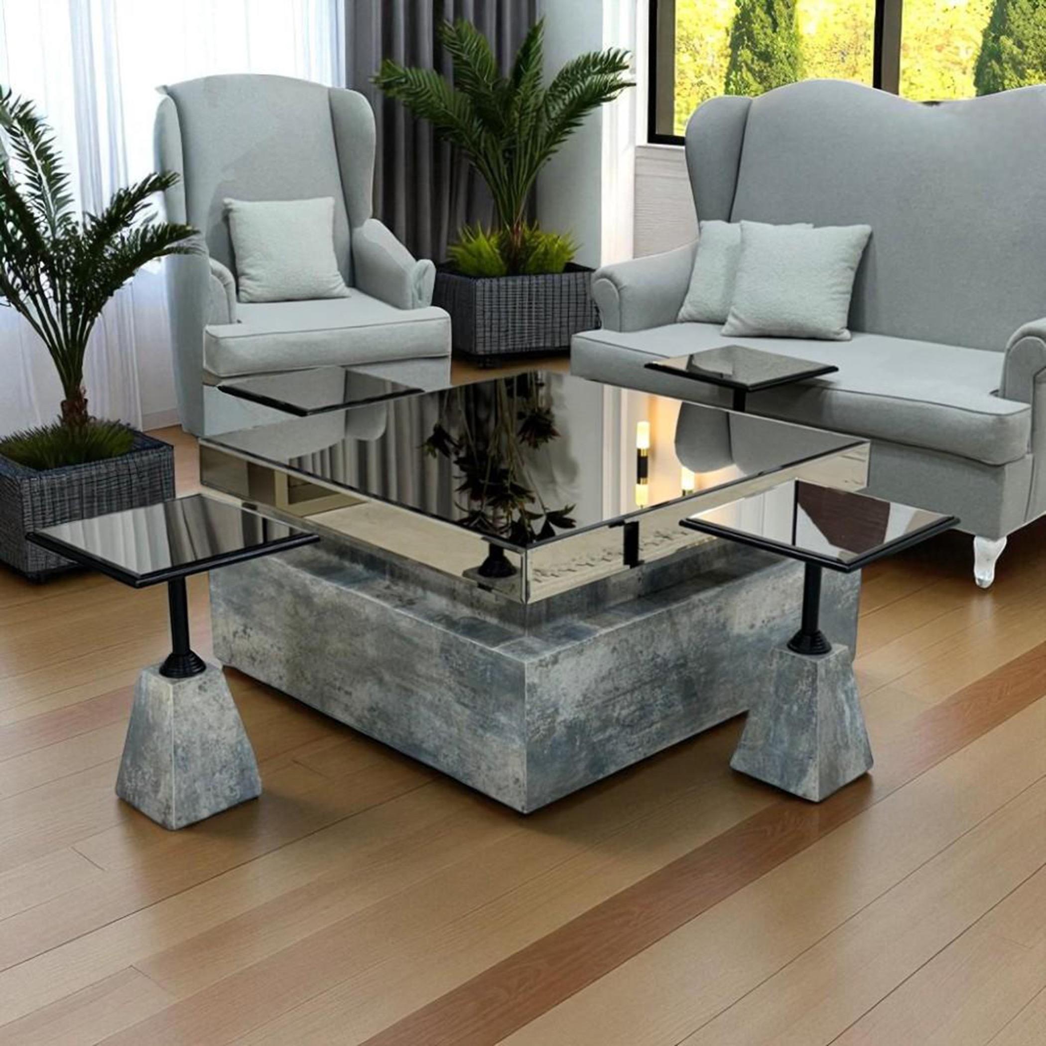 Glass Top 5-Piece Coffee Table and Side Table Set-furniture-livingroom-coffeetables-image-1