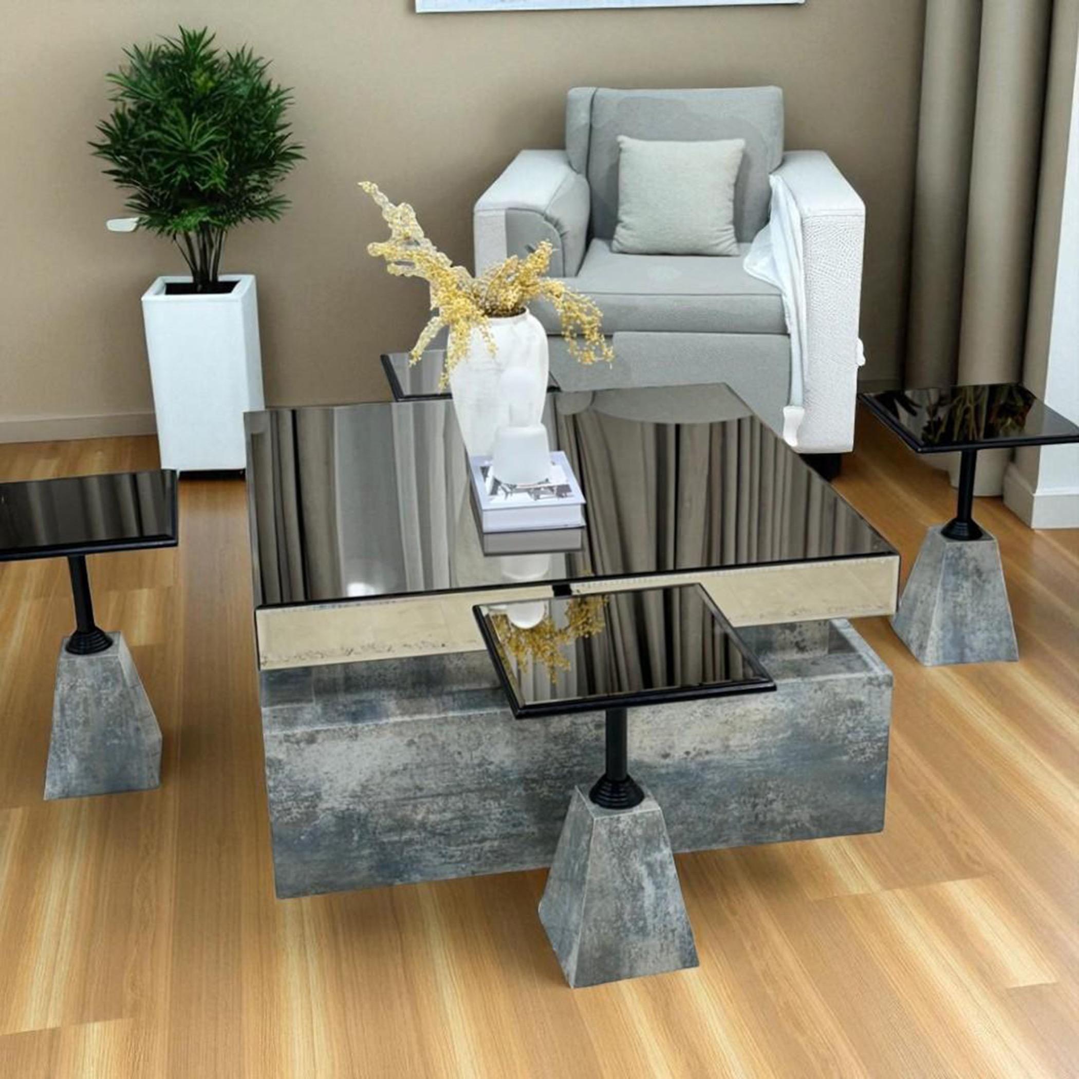 Glass Top 5-Piece Coffee Table and Side Table Set-furniture-livingroom-coffeetables-image-2