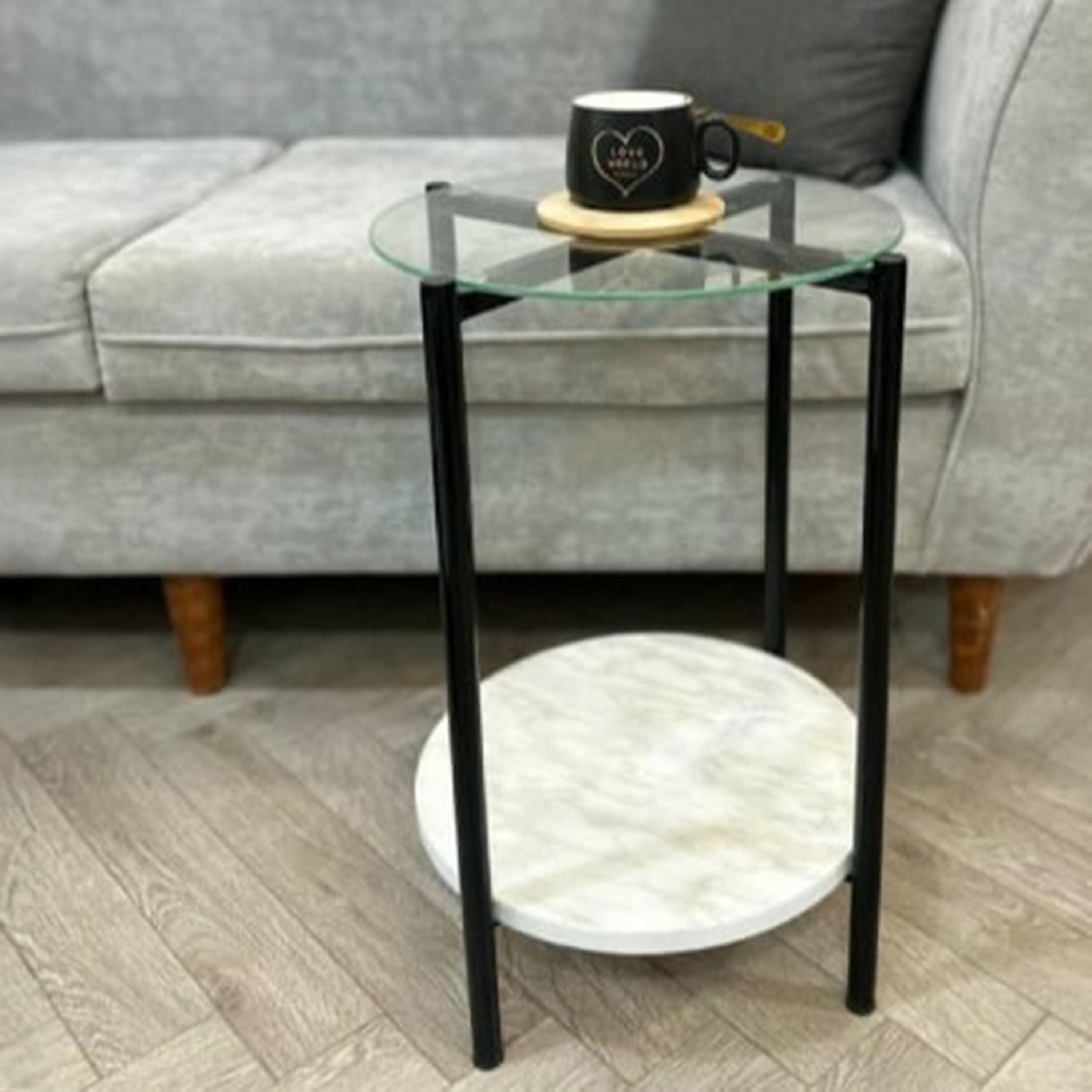 Glass Top 5-Piece Coffee Table and Side Table Set-furniture-livingroom-coffeetables-image-2