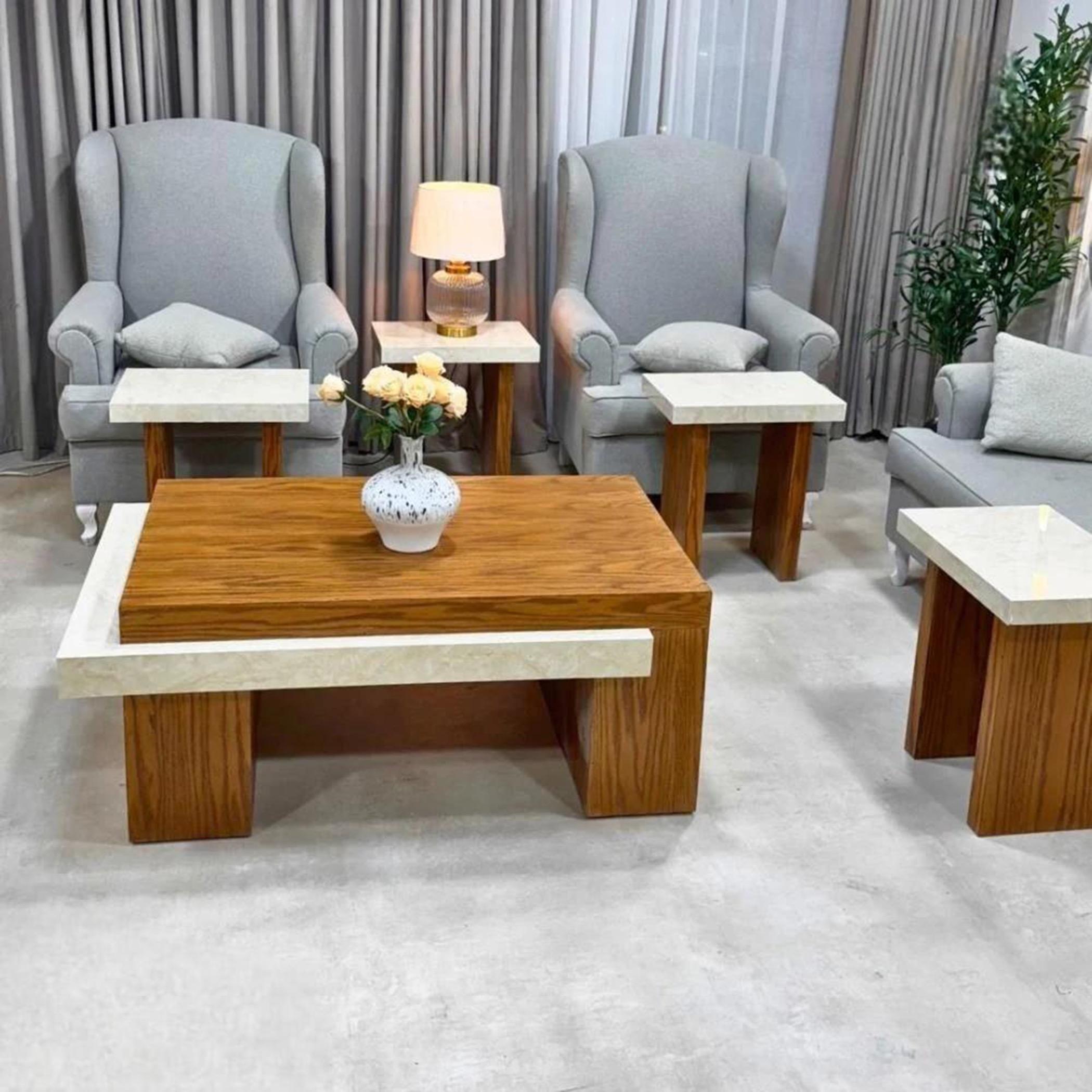 Wooden Top 5-Piece Coffee Table and Side Table Set-furniture-livingroom-coffeetables-image-2