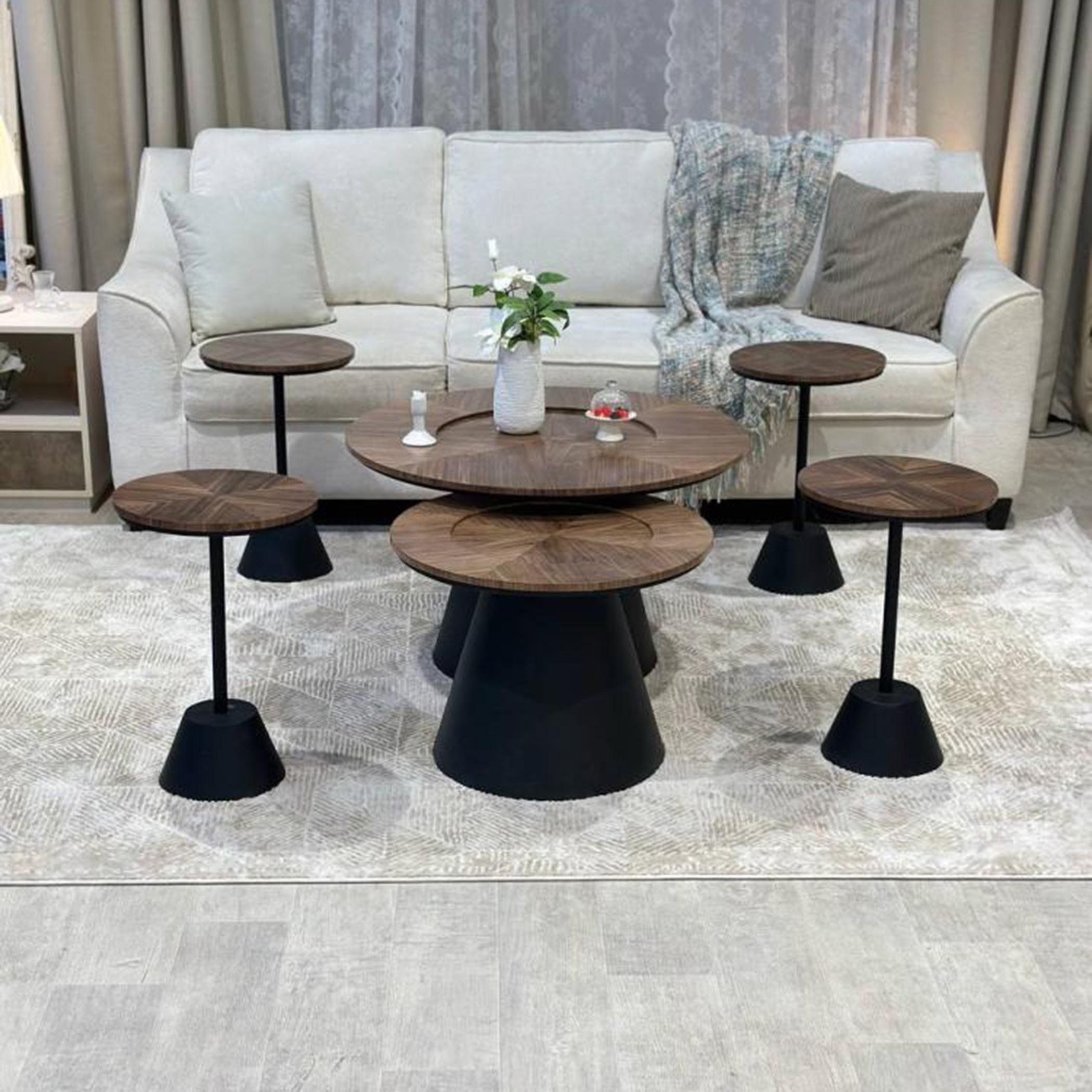 Wooden Top 6-Piece Coffee Table and Side Table Set-furniture-livingroom-coffeetables-image-1