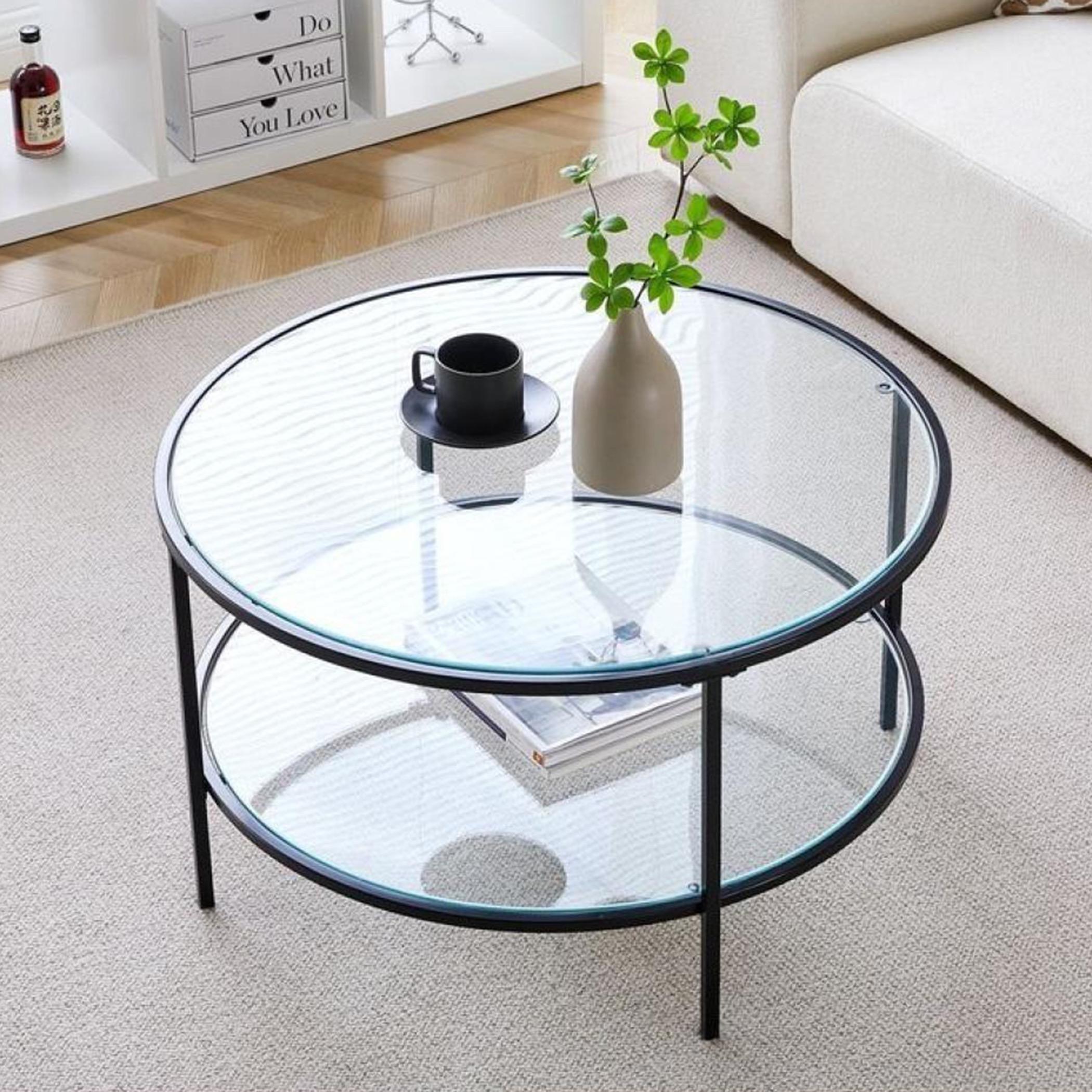 Glass Top 2-Tier Coffee Table-furniture-livingroom-coffeetables-image-1