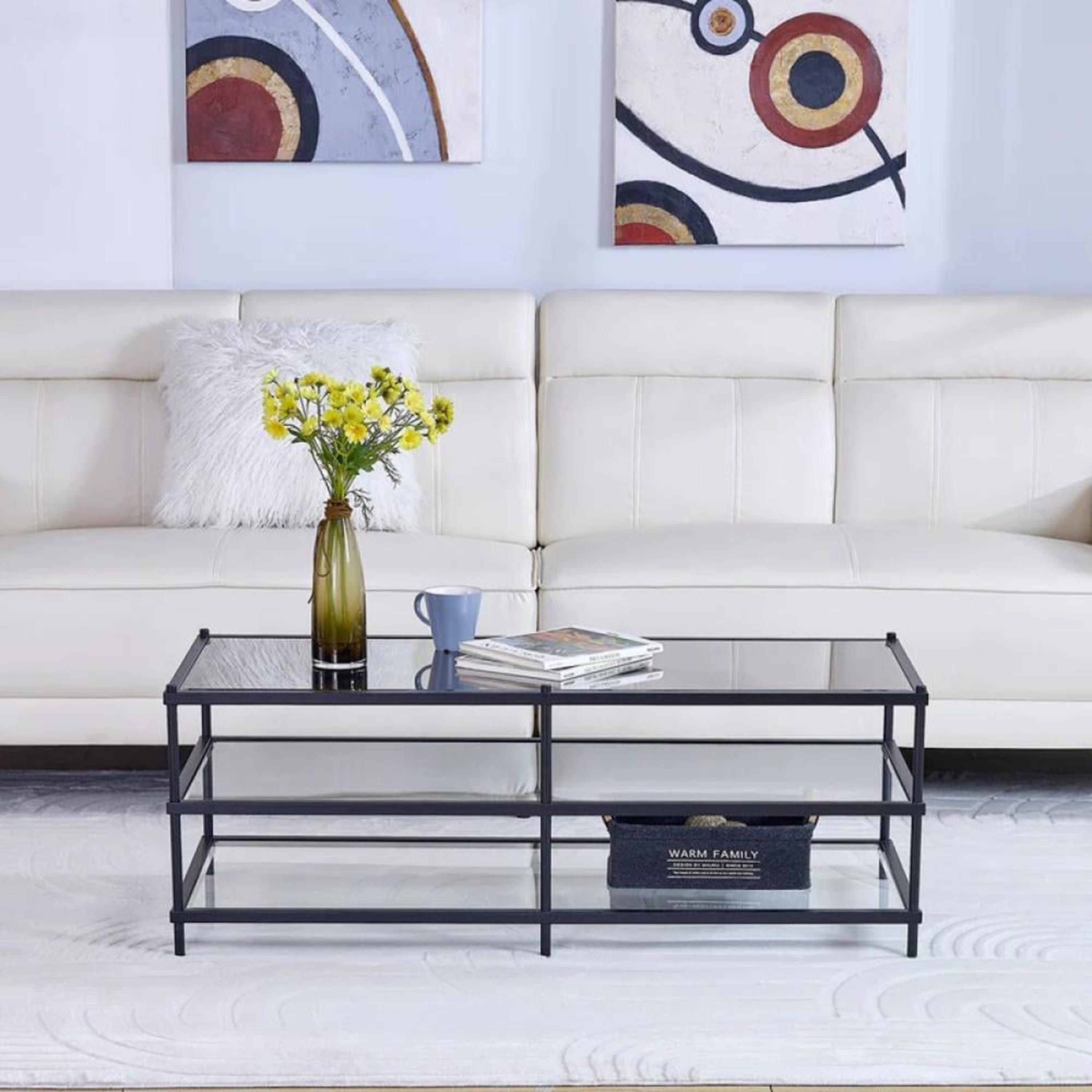 Glass Top 3-Tier Coffee Table - 120x60x50 cms-furniture-livingroom-coffeetables-image-2