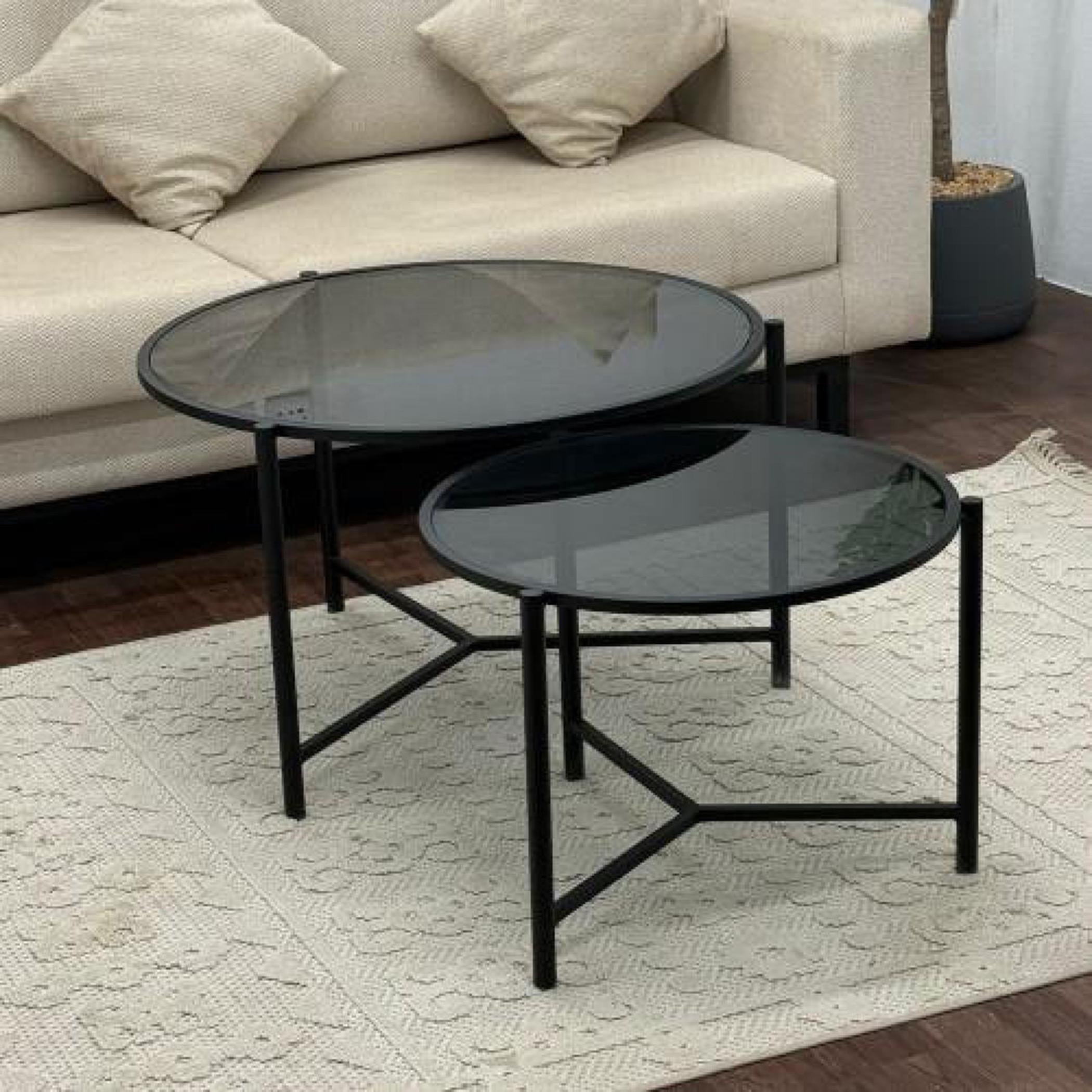 Glass Top 2-Piece  Nesting Table Set-furniture-livingroom-nestoftables-image-2