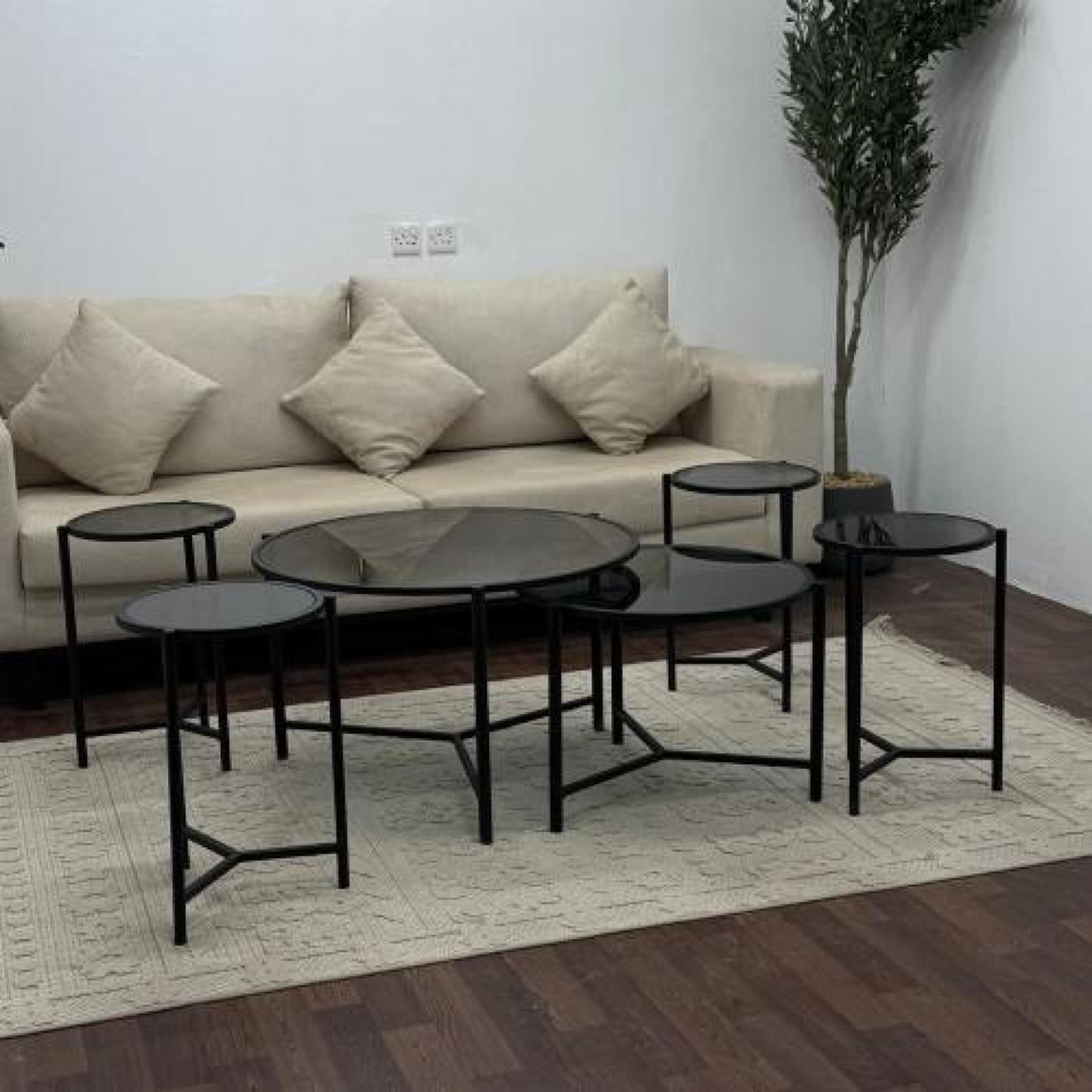 Glass Top 6-Piece Nesting and Side Table Set-furniture-livingroom-coffeetables-image-1