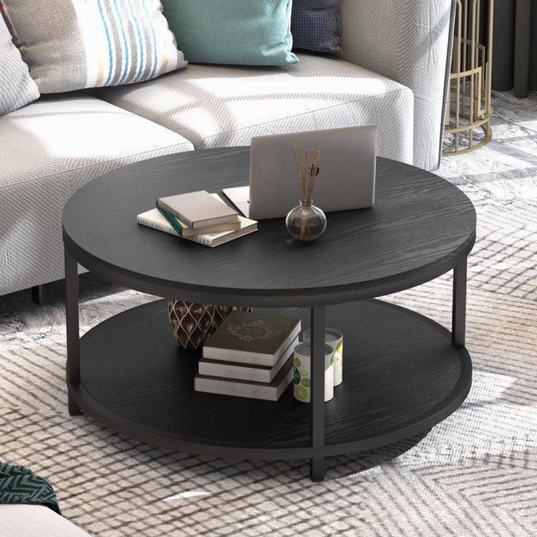 Wooden Top 2-Tier Coffee Table - 80x80x50 cms-furniture-livingroom-coffeetables-image-1