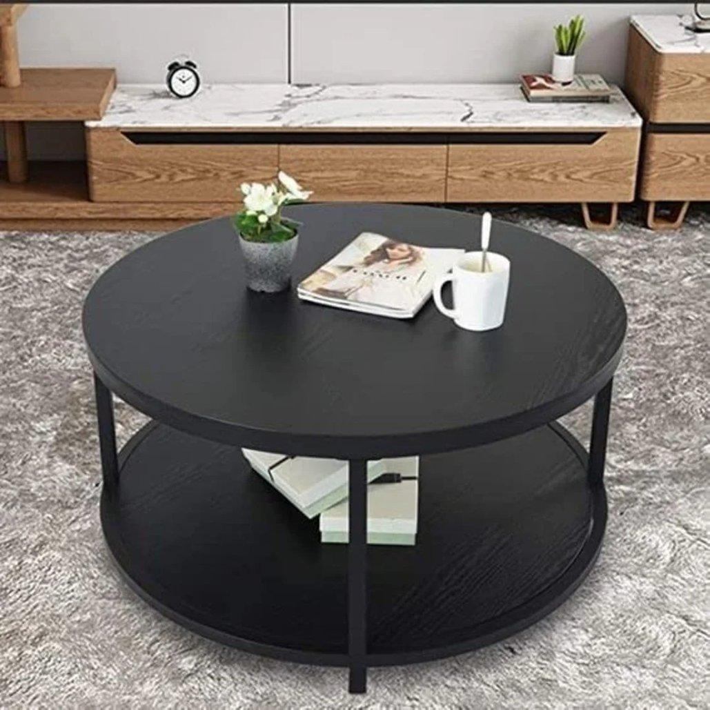 Wooden Top 2-Tier Coffee Table - 80x80x50 cms-furniture-livingroom-coffeetables-image-2