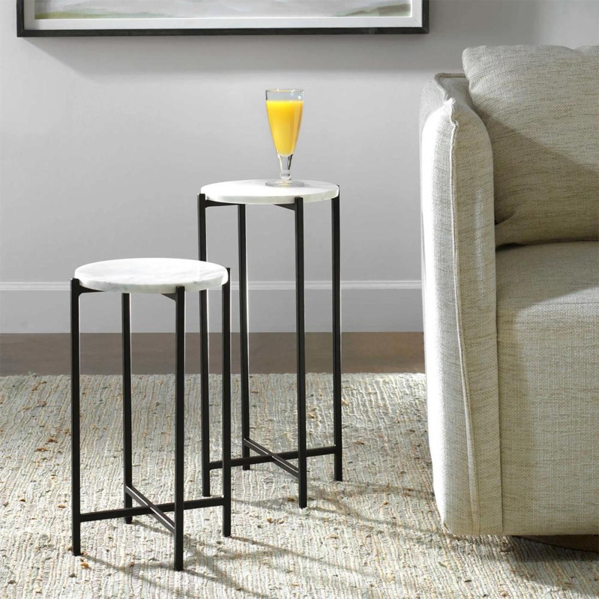 Marble Top 2-Piece  Nesting Table Set-furniture-livingroom-coffeetables-image-1