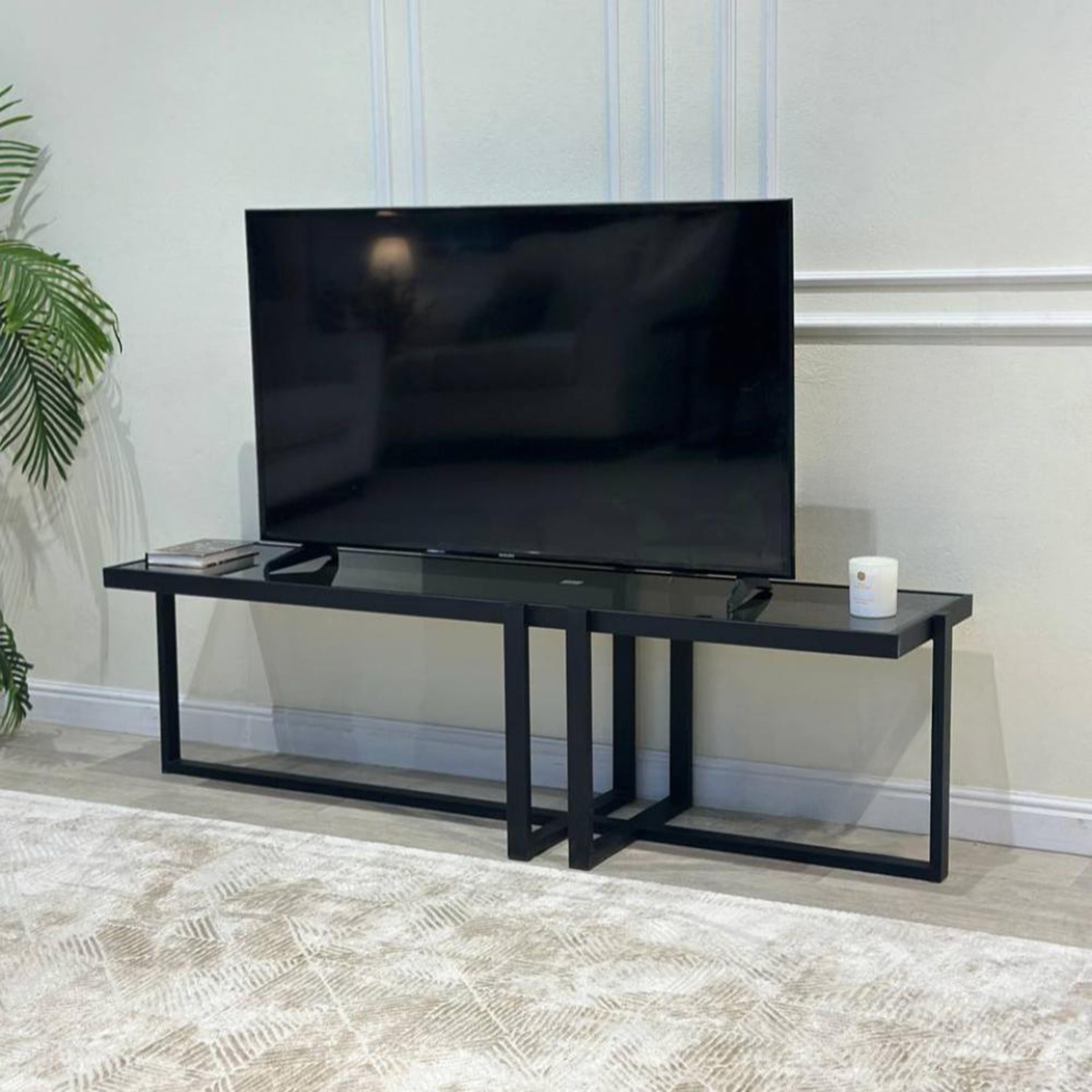 Glass Top TV Table - 160x40x45 cm-furniture-livingroom-tvandmediaunits-image-1