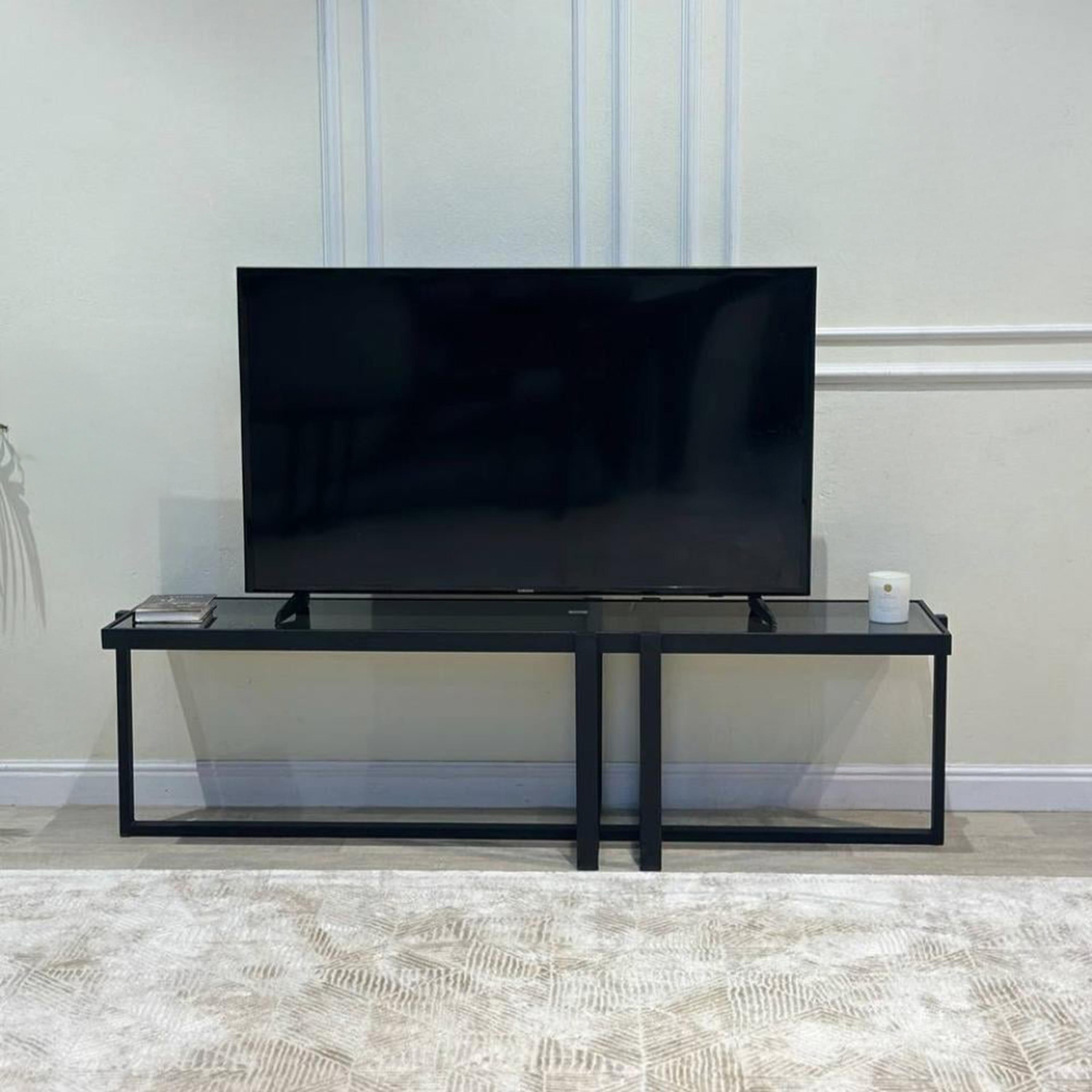 Glass Top TV Table - 160x40x45 cm-furniture-livingroom-tvandmediaunits-image-3