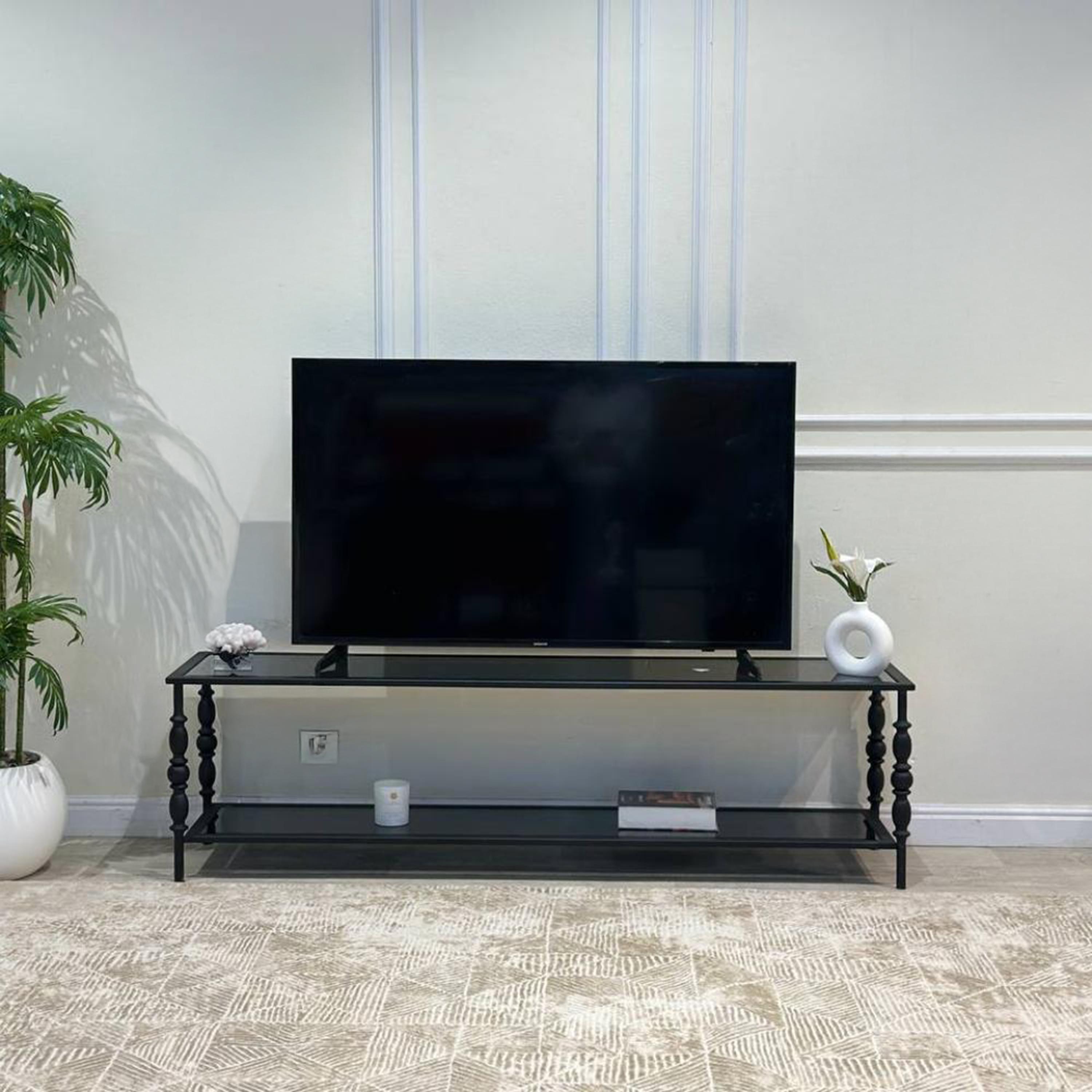 Glass Top TV Table - 160x40x45 cms-furniture-livingroom-tvandmediaunits-image-1