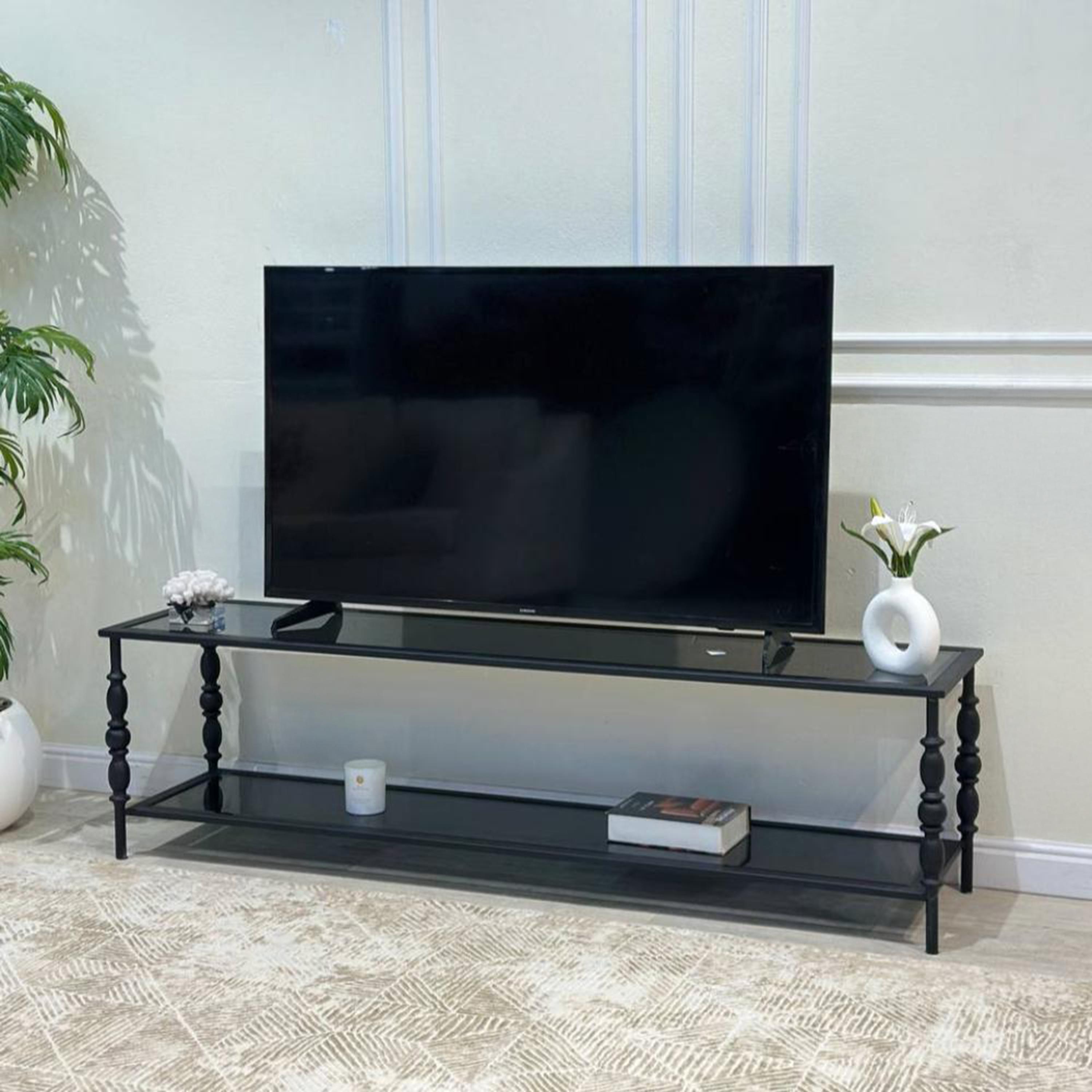 Glass Top TV Table - 160x40x45 cms-furniture-livingroom-tvandmediaunits-image-2