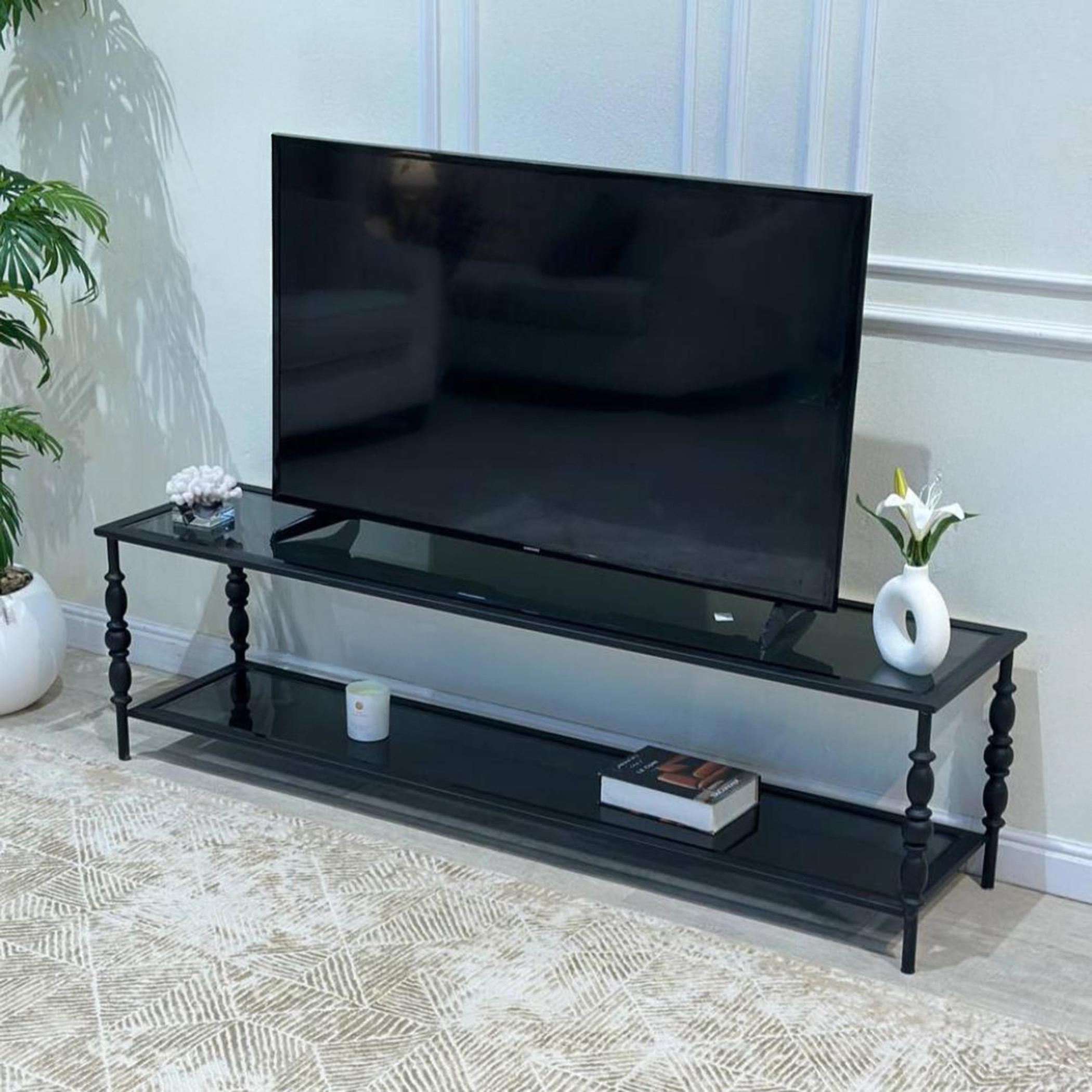 Glass Top TV Table - 160x40x45 cms-furniture-livingroom-tvandmediaunits-image-4