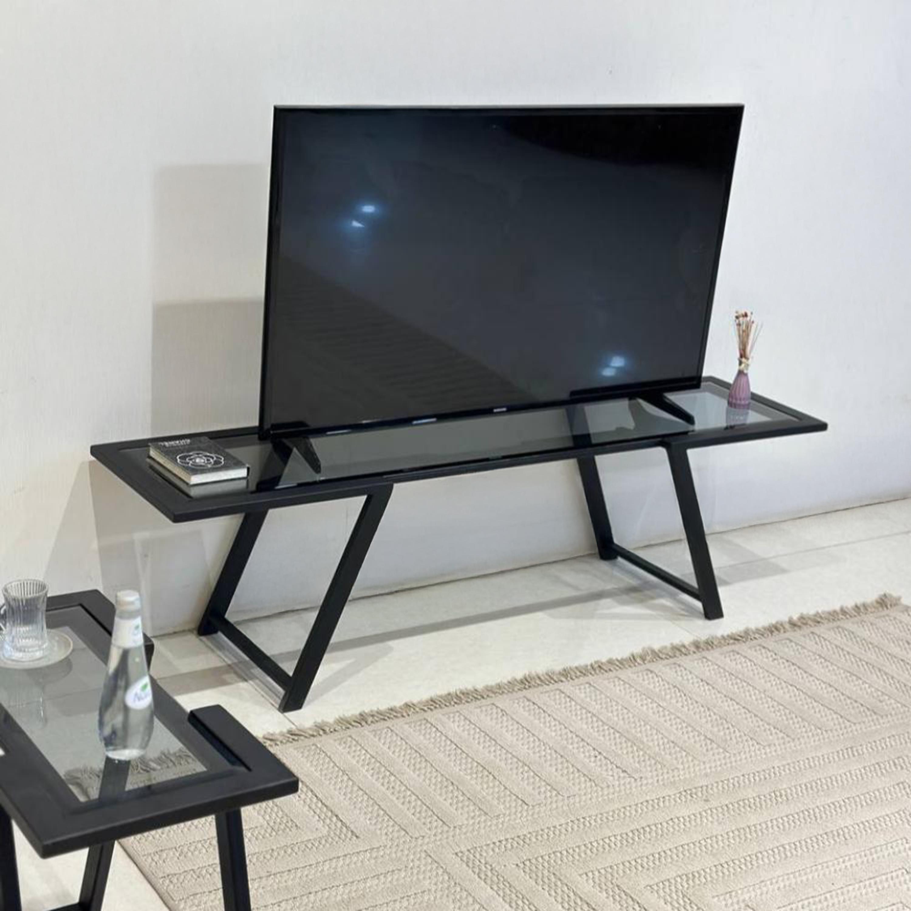 Glass Top Plasma Table - 160x40x45 cm-furniture-livingroom-tvandmediaunits-image-1