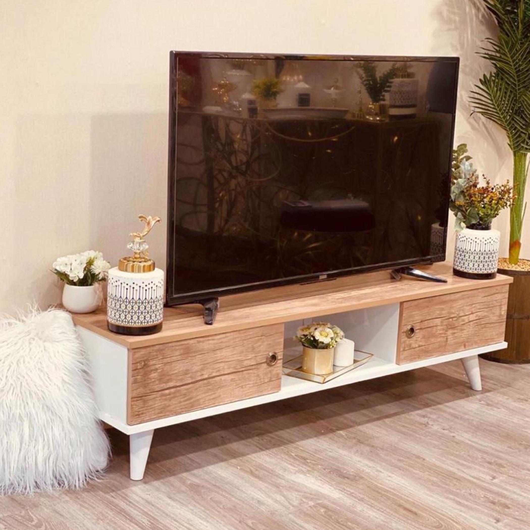 Wooden Top Plasma Table - 110x40x45 cm-furniture-livingroom-tvandmediaunits-image-1