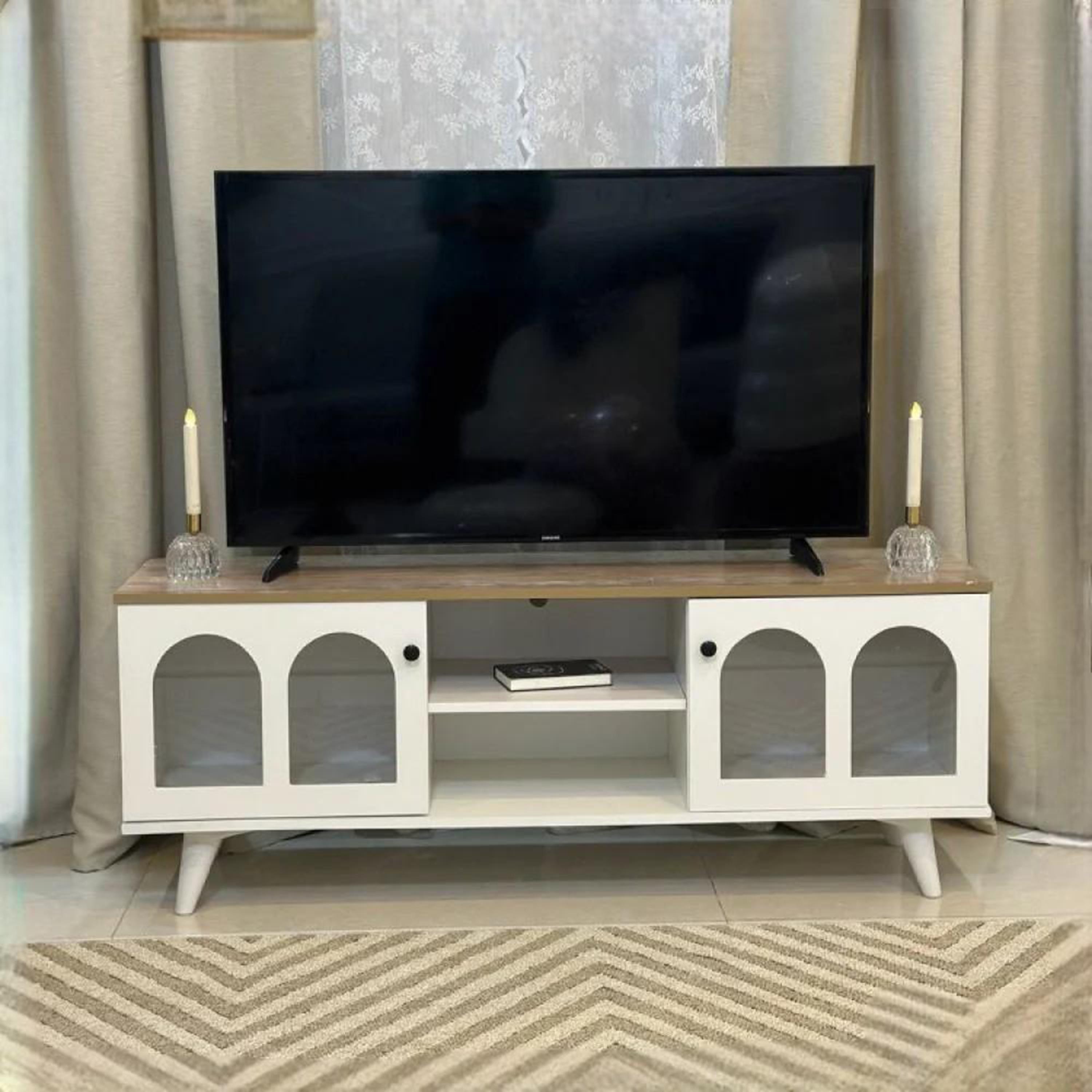Wooden Top Plasma Table - 145x40x55 cm-furniture-livingroom-tvandmediaunits-image-1