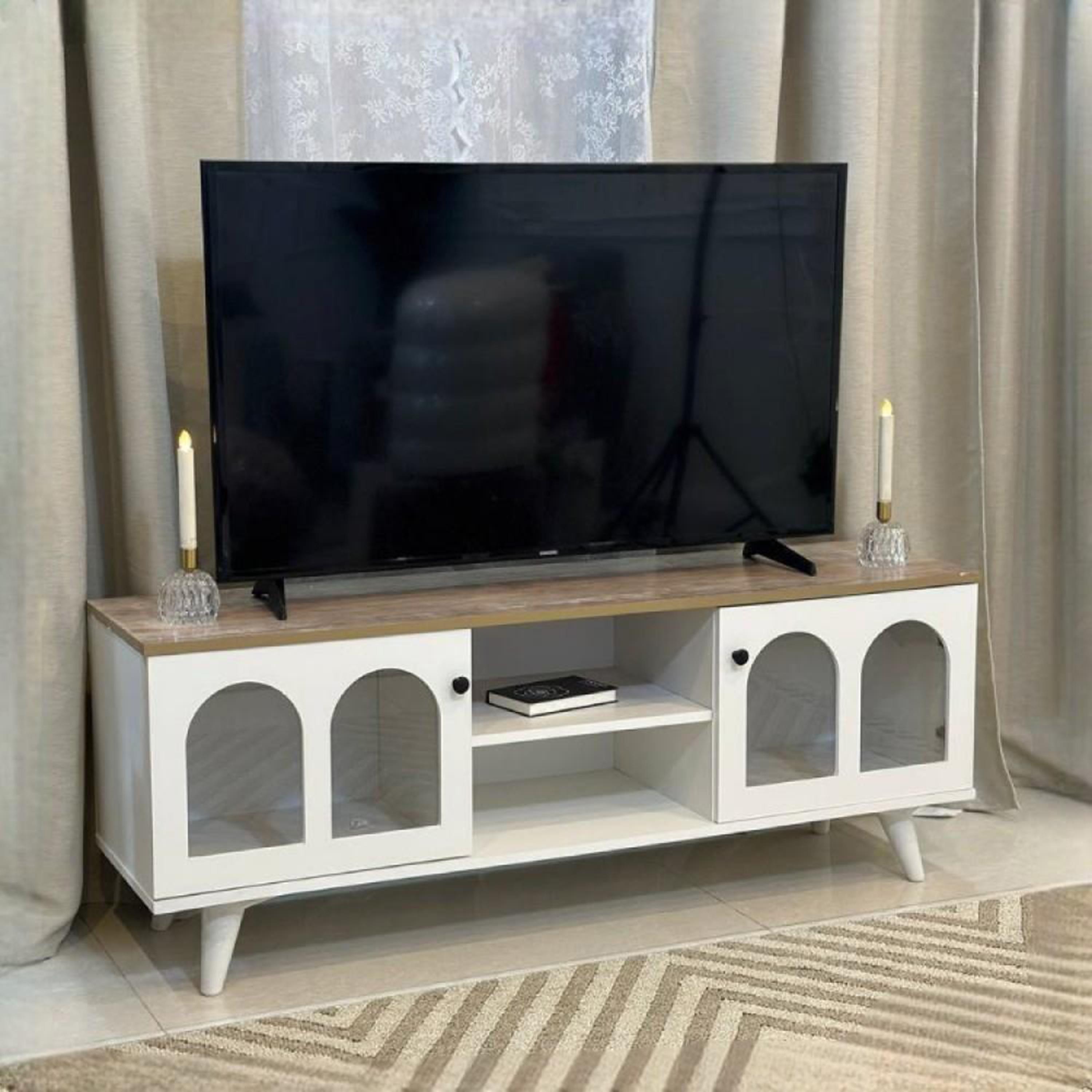 Wooden Top Plasma Table - 145x40x55 cm-furniture-livingroom-tvandmediaunits-image-2