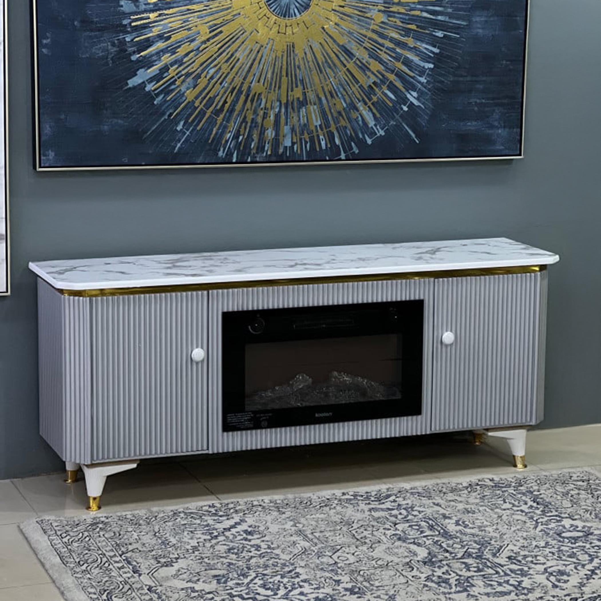 Marble Top Plasma Table with Heater - 144x40x63 cm-furniture-livingroom-consoletablesandmirrors-image-1