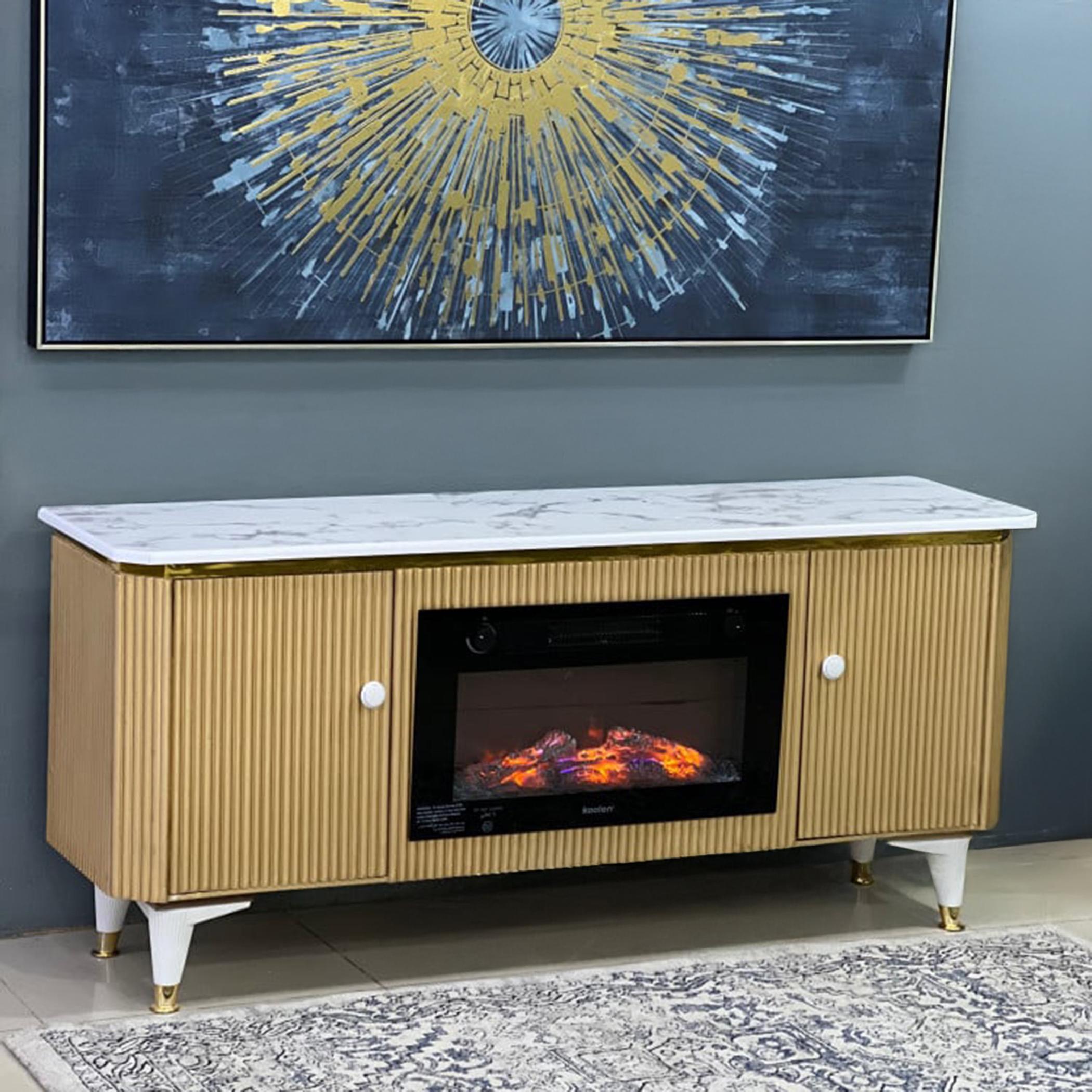 Marble Top Plasma Table with Heater - 144x40x63 cm-furniture-livingroom-consoletablesandmirrors-image-1