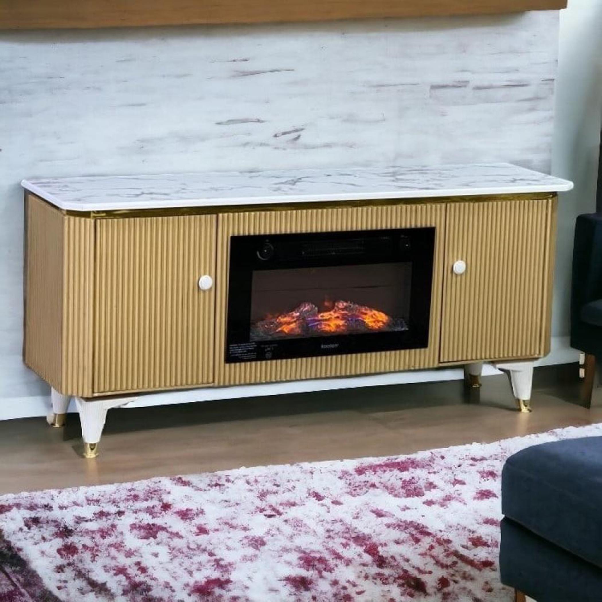 Marble Top Plasma Table with Heater - 144x40x63 cm-furniture-livingroom-consoletablesandmirrors-image-2