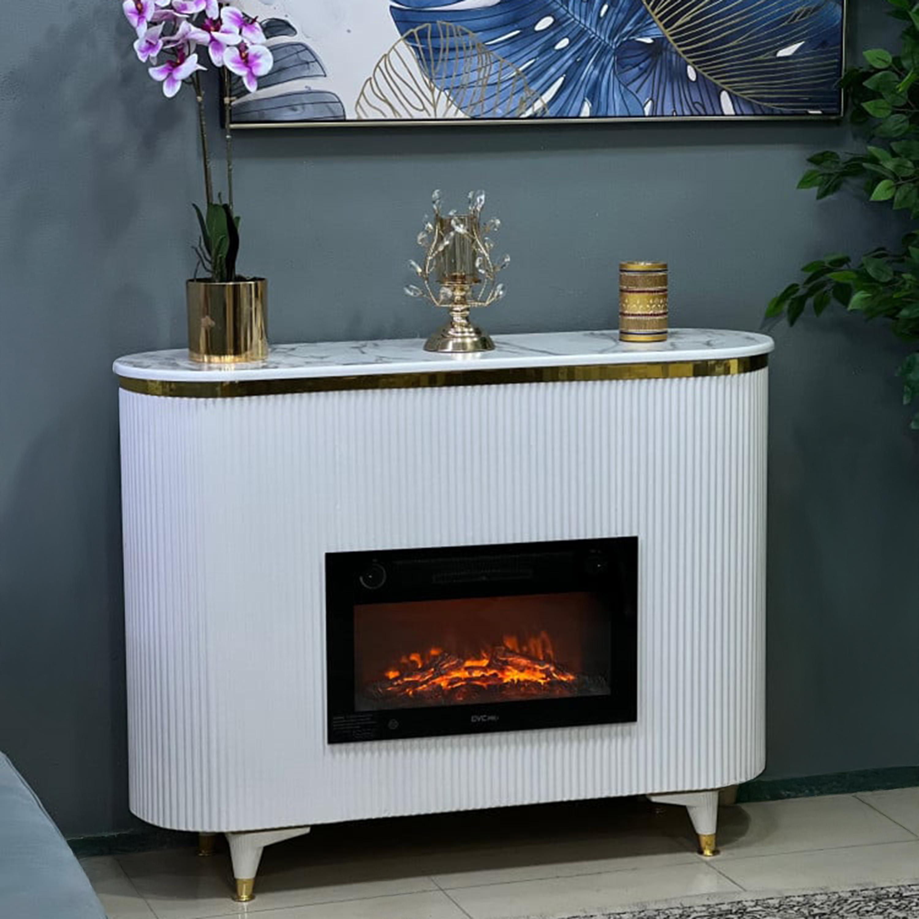 Marble Top Decorative Table with Heater - 120x39x94 cm-furniture-livingroom-storageanddisplaycabinets-image-1