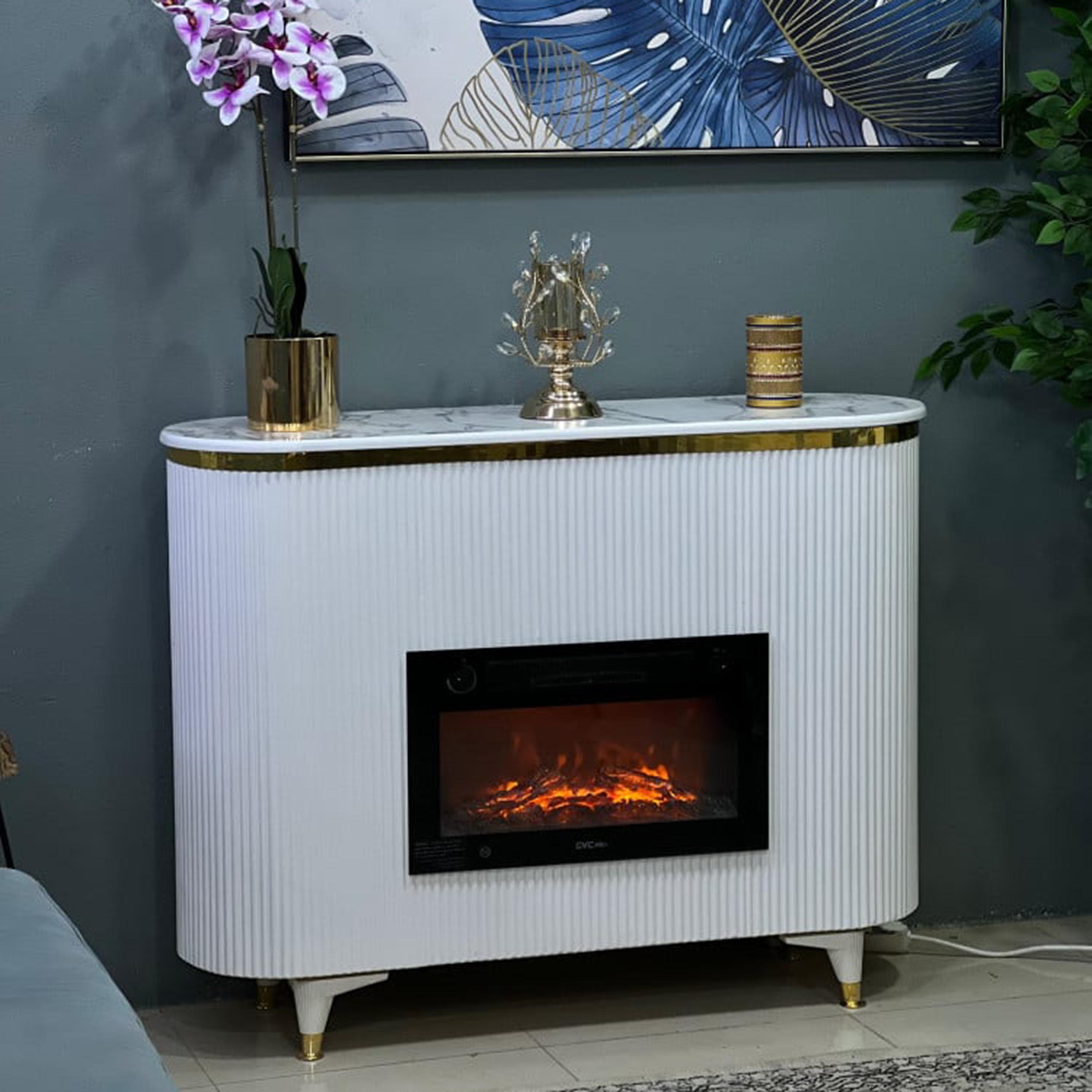 Marble Top Decorative Table with Heater - 120x39x94 cm-furniture-livingroom-storageanddisplaycabinets-image-2