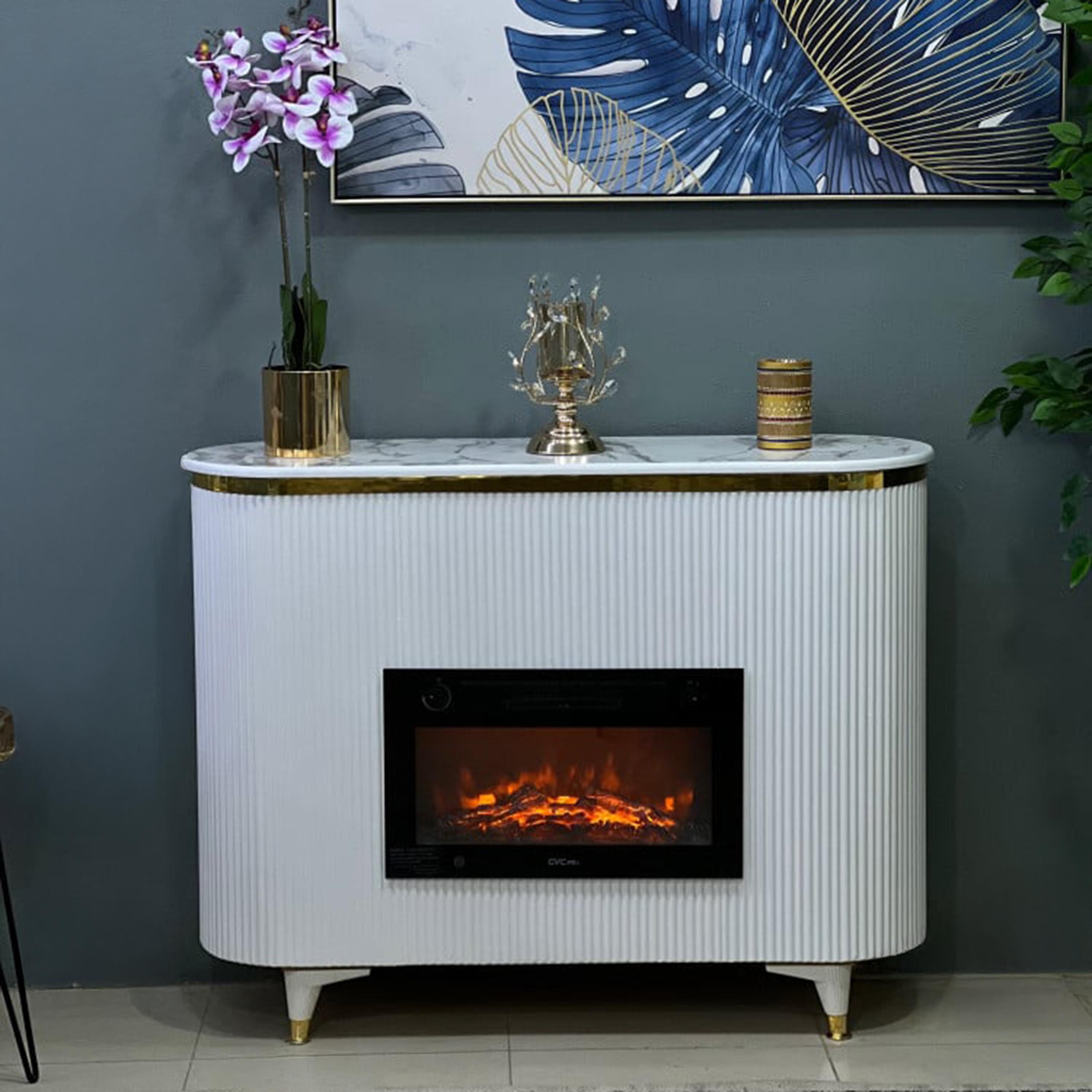 Marble Top Decorative Table with Heater - 120x39x94 cm-furniture-livingroom-storageanddisplaycabinets-image-3