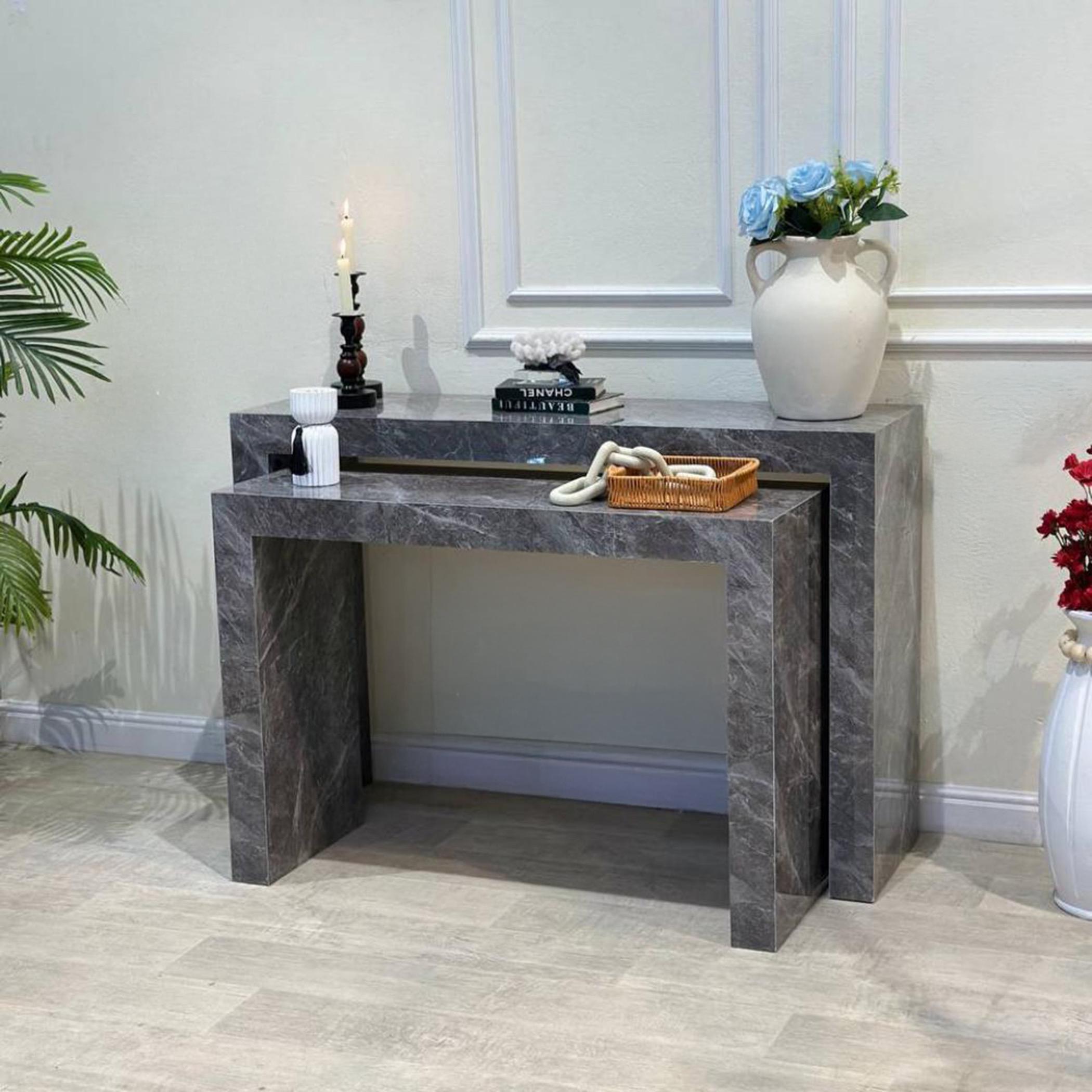 Marble Top 2-Piece  Console Table Set-furniture-livingroom-consoletablesandmirrors-image-1