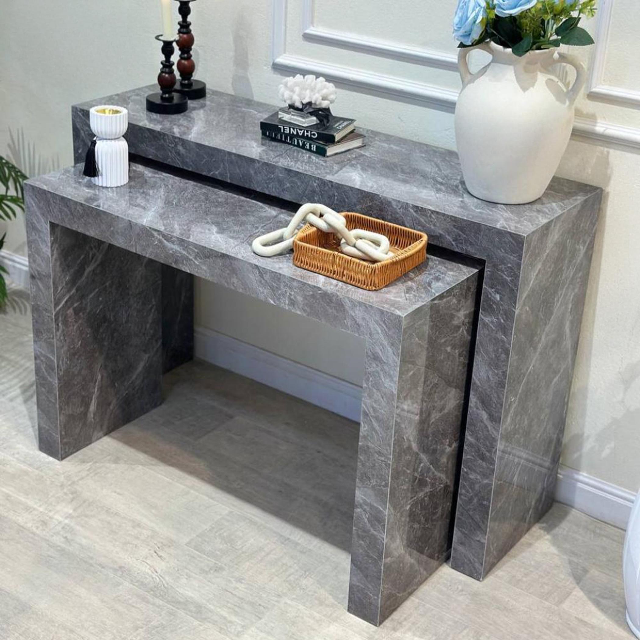 Marble Top 2-Piece  Console Table Set-furniture-livingroom-consoletablesandmirrors-image-5