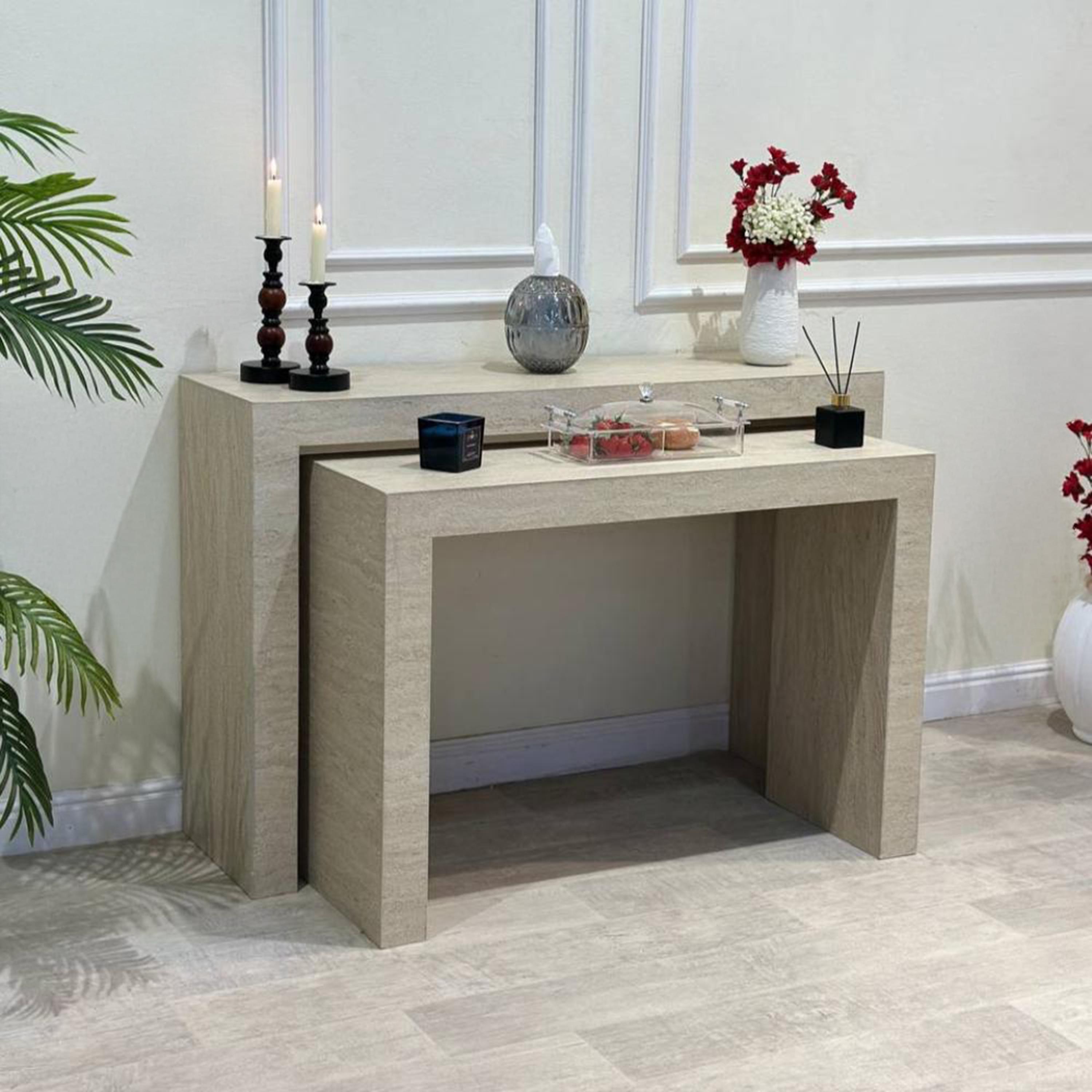 Marble Top 2-Piece  Console Table Set-furniture-livingroom-coffeetables-image-1