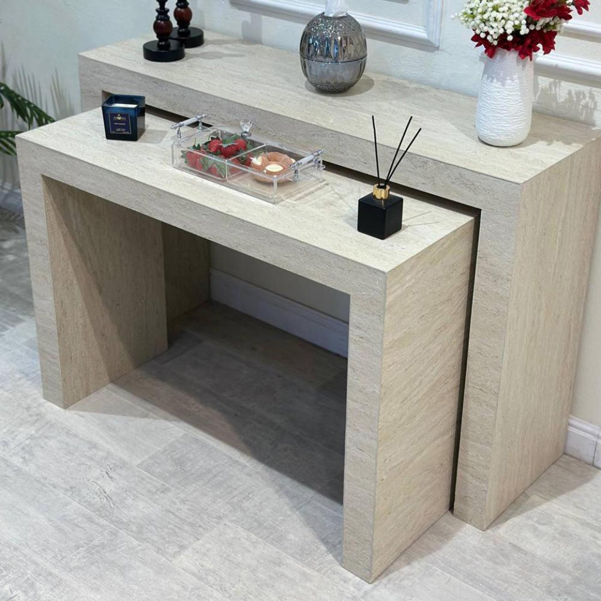 Marble Top 2-Piece  Console Table Set-furniture-livingroom-coffeetables-image-2
