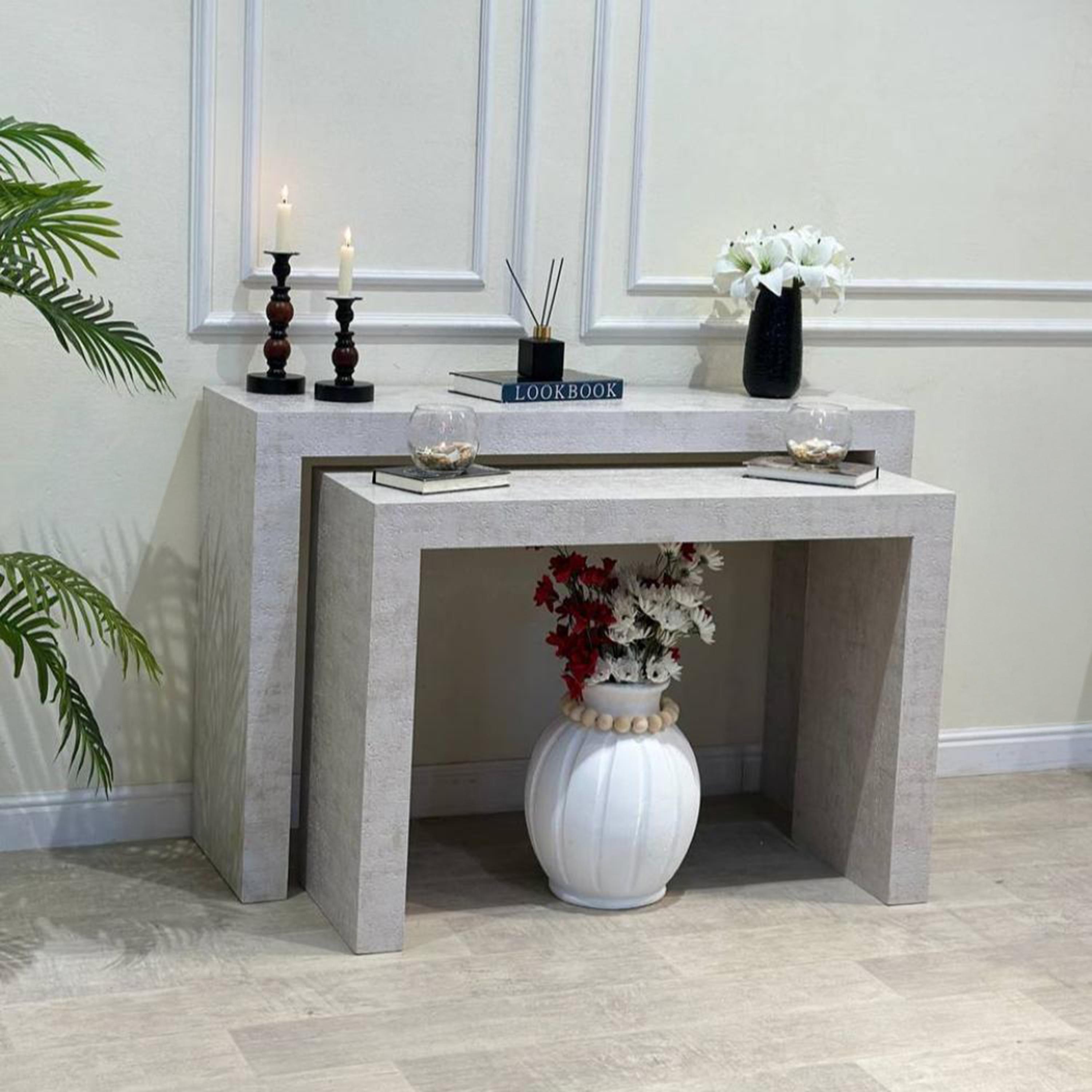 Marble Top 2-Piece  Console Table Set-furniture-livingroom-consoletablesandmirrors-image-1