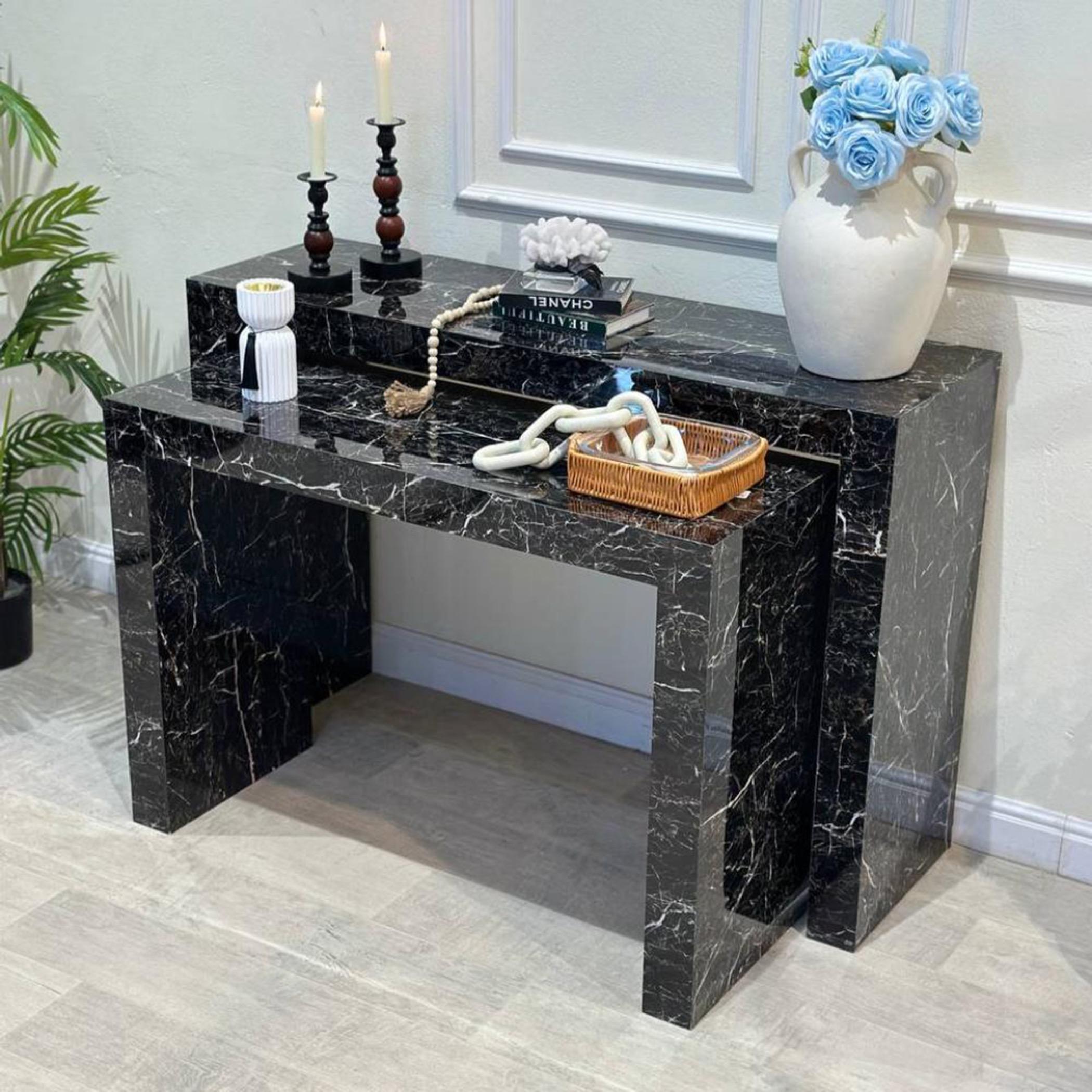 Marble Top 2-Piece  Console Table Set-furniture-livingroom-consoletablesandmirrors-image-5