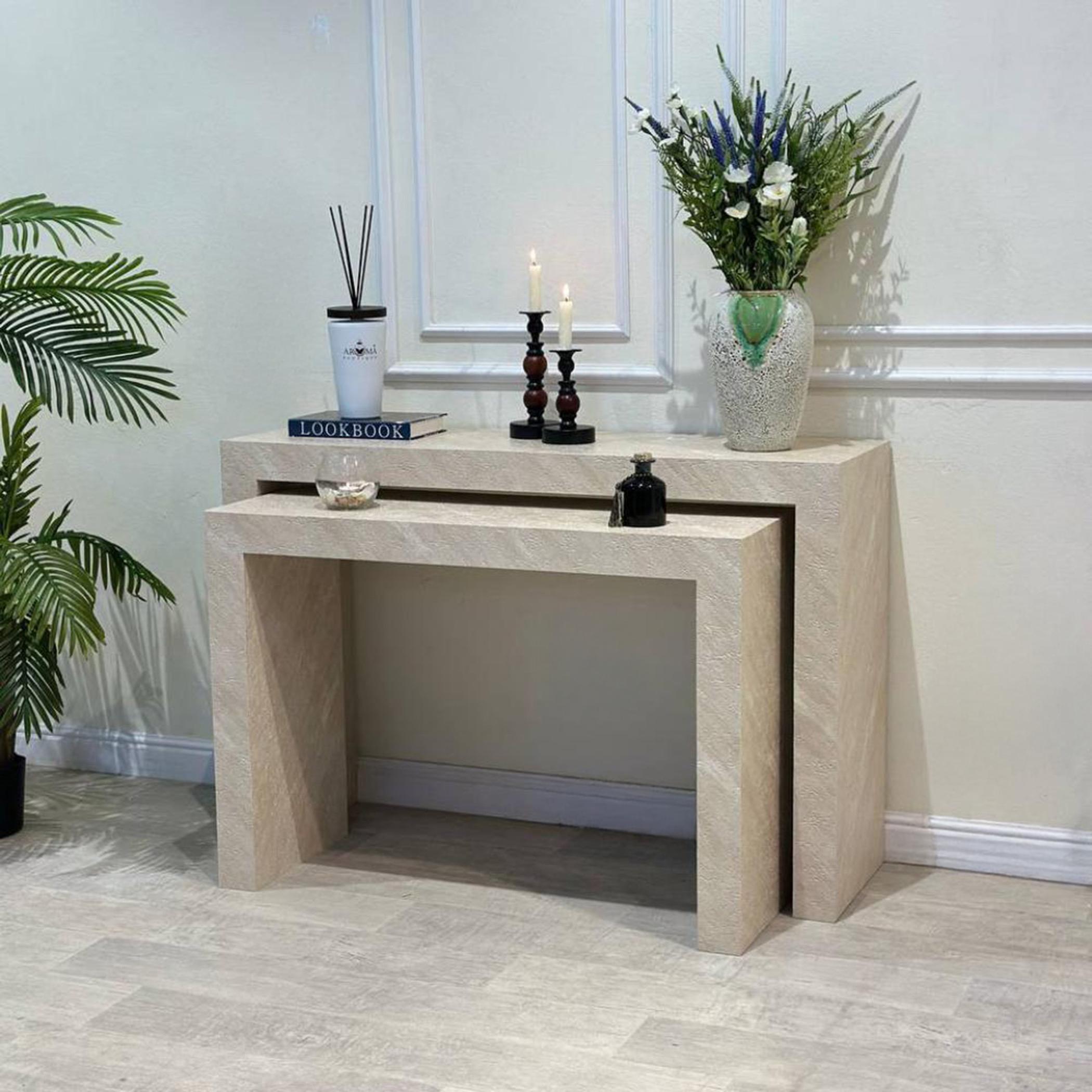 Marble Top 2-Piece  Console Table Set-furniture-livingroom-consoletablesandmirrors-image-1