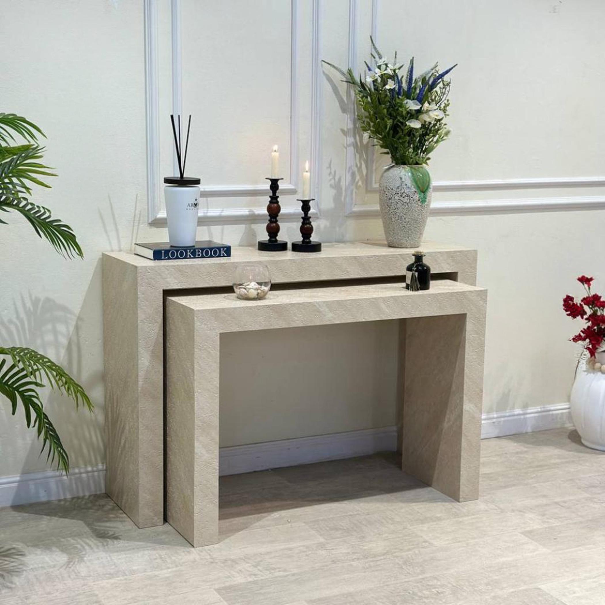Marble Top 2-Piece  Console Table Set-furniture-livingroom-consoletablesandmirrors-image-2