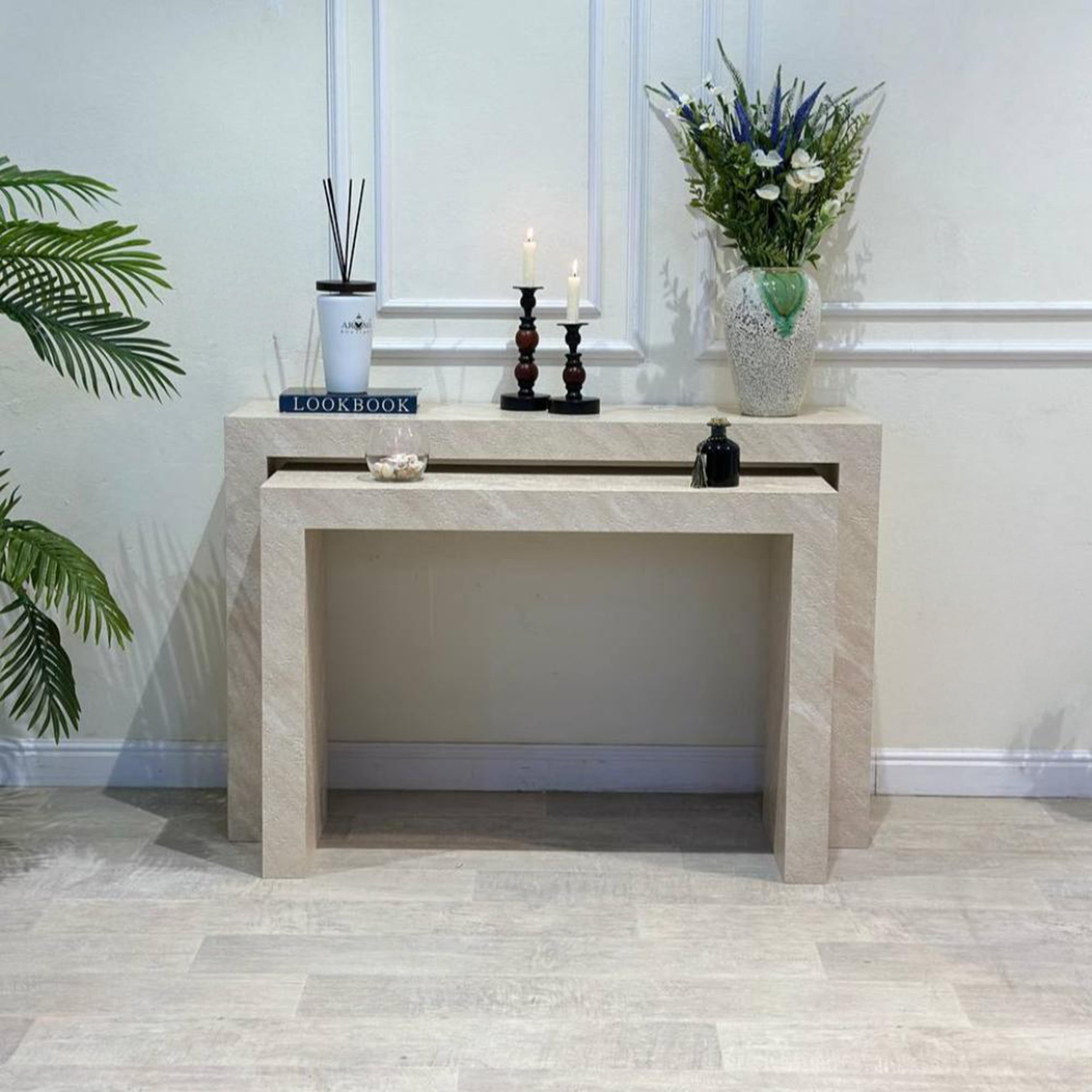 Marble Top 2-Piece  Console Table Set-furniture-livingroom-consoletablesandmirrors-image-5