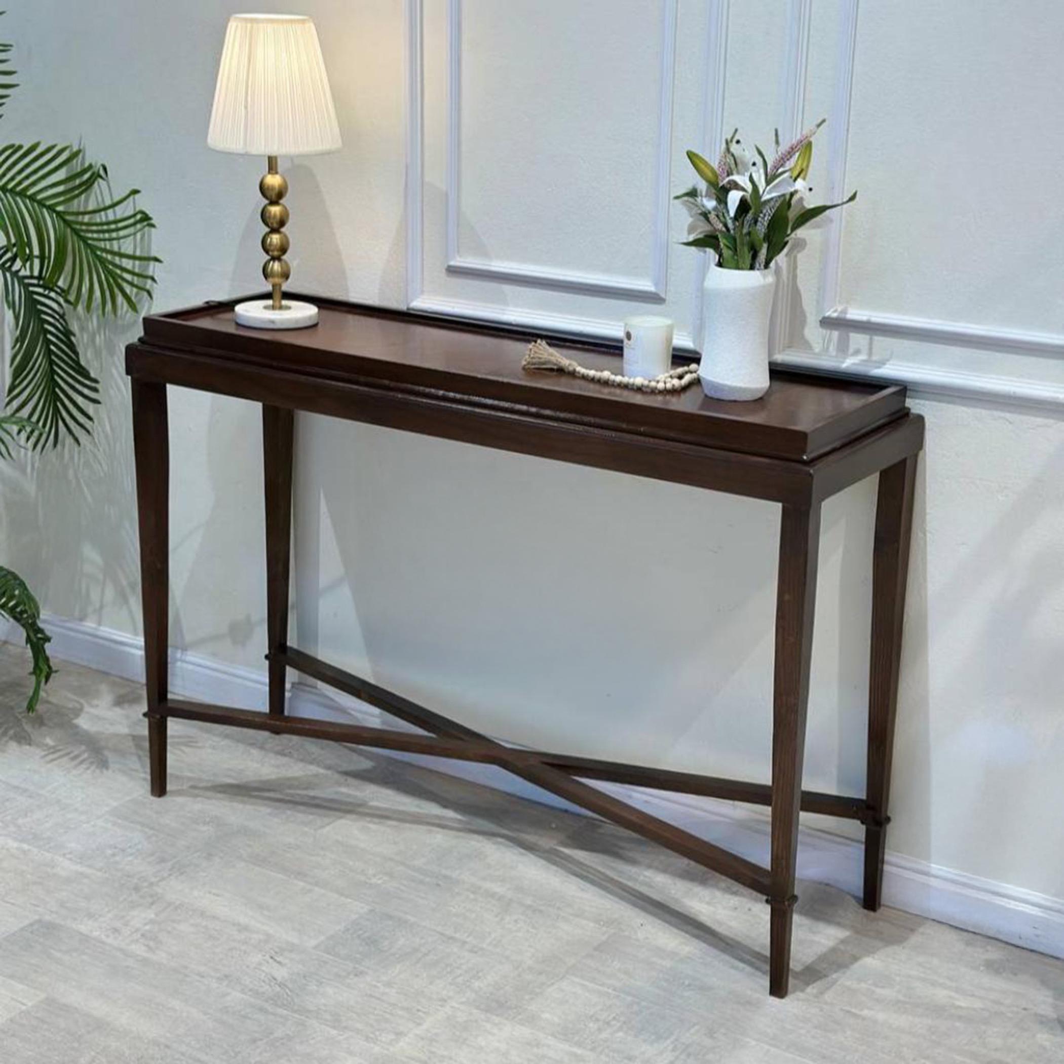 Wooden Top Console Table - 130x40x92 cms-furniture-livingroom-consoletablesandmirrors-image-1