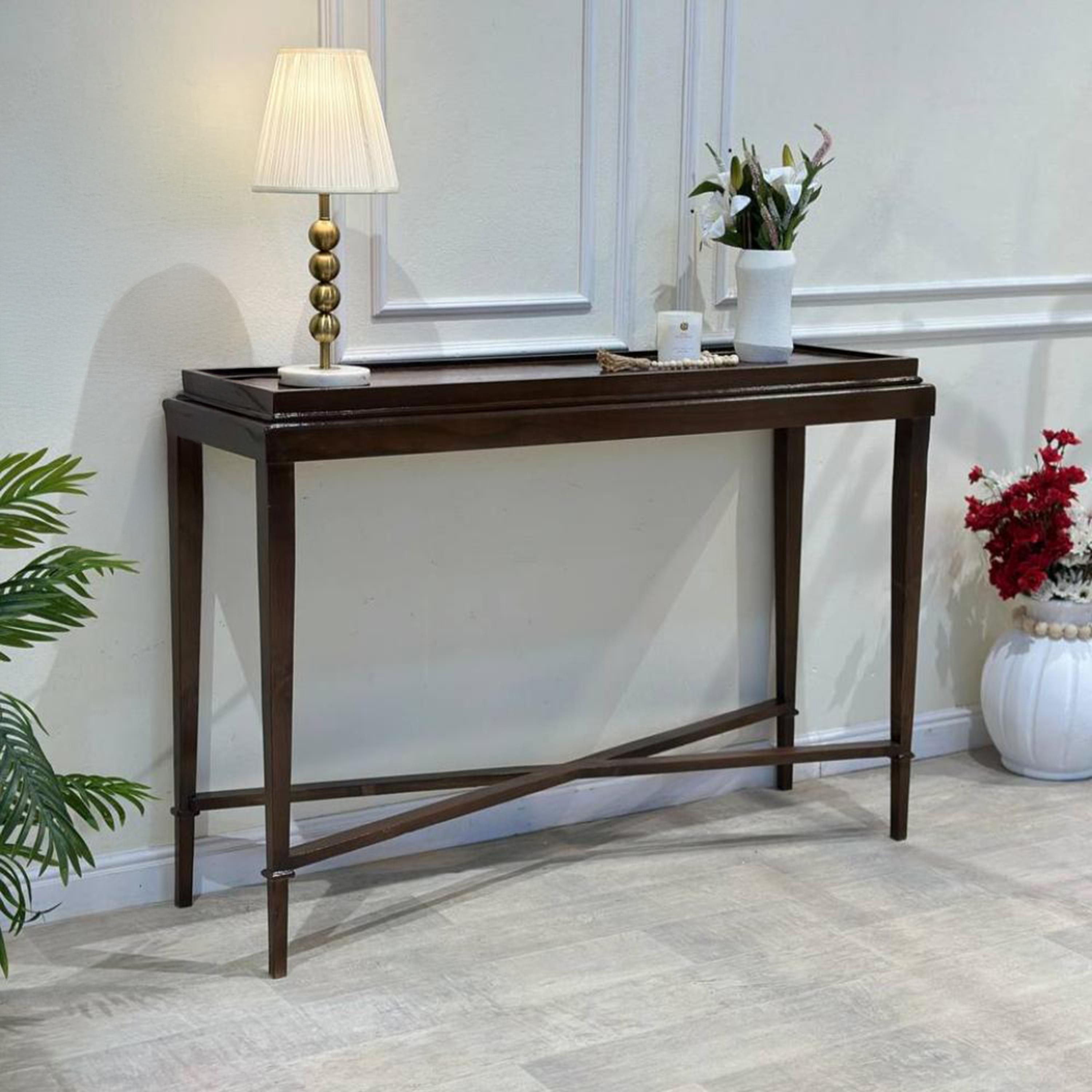 Wooden Top Console Table - 130x40x92 cms-furniture-livingroom-consoletablesandmirrors-image-2