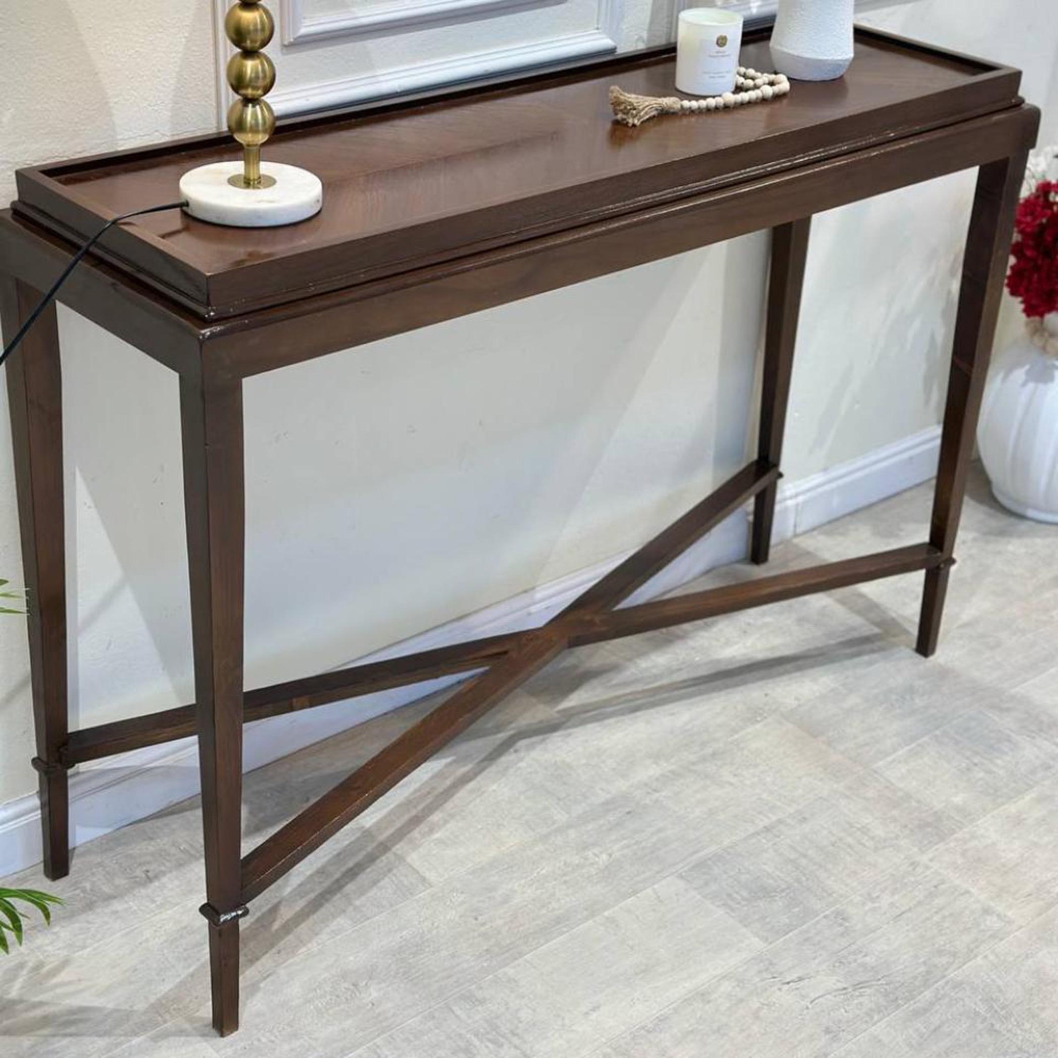 Wooden Top Console Table - 130x40x92 cms-furniture-livingroom-consoletablesandmirrors-image-3