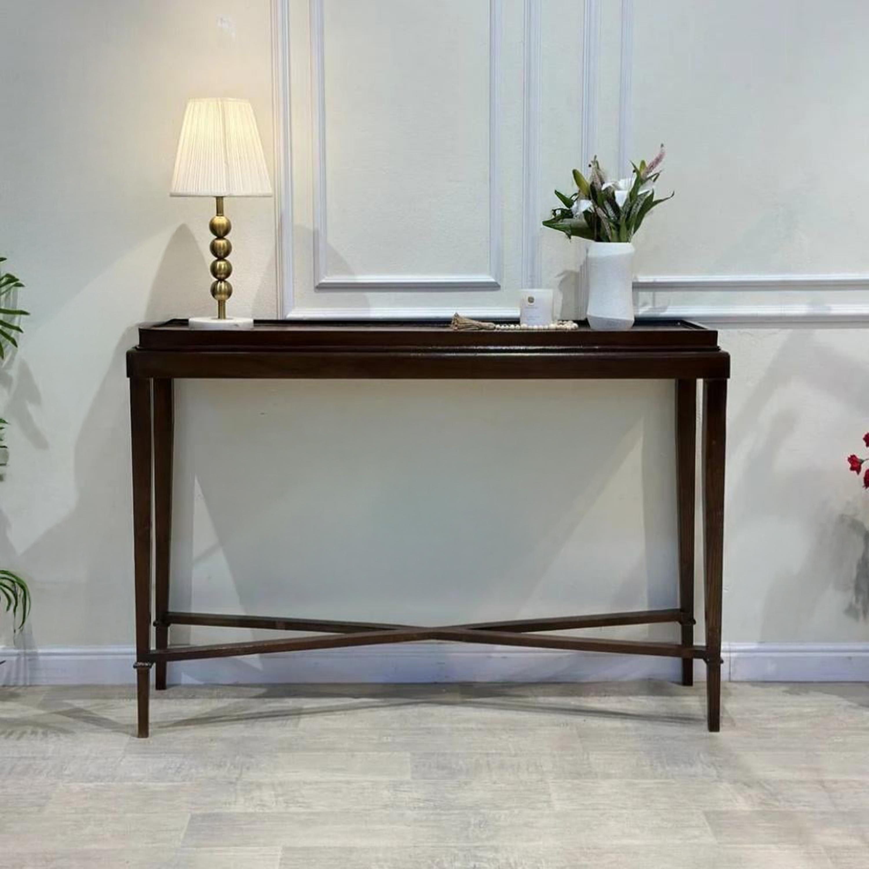 Wooden Top Console Table - 130x40x92 cms-furniture-livingroom-consoletablesandmirrors-image-4
