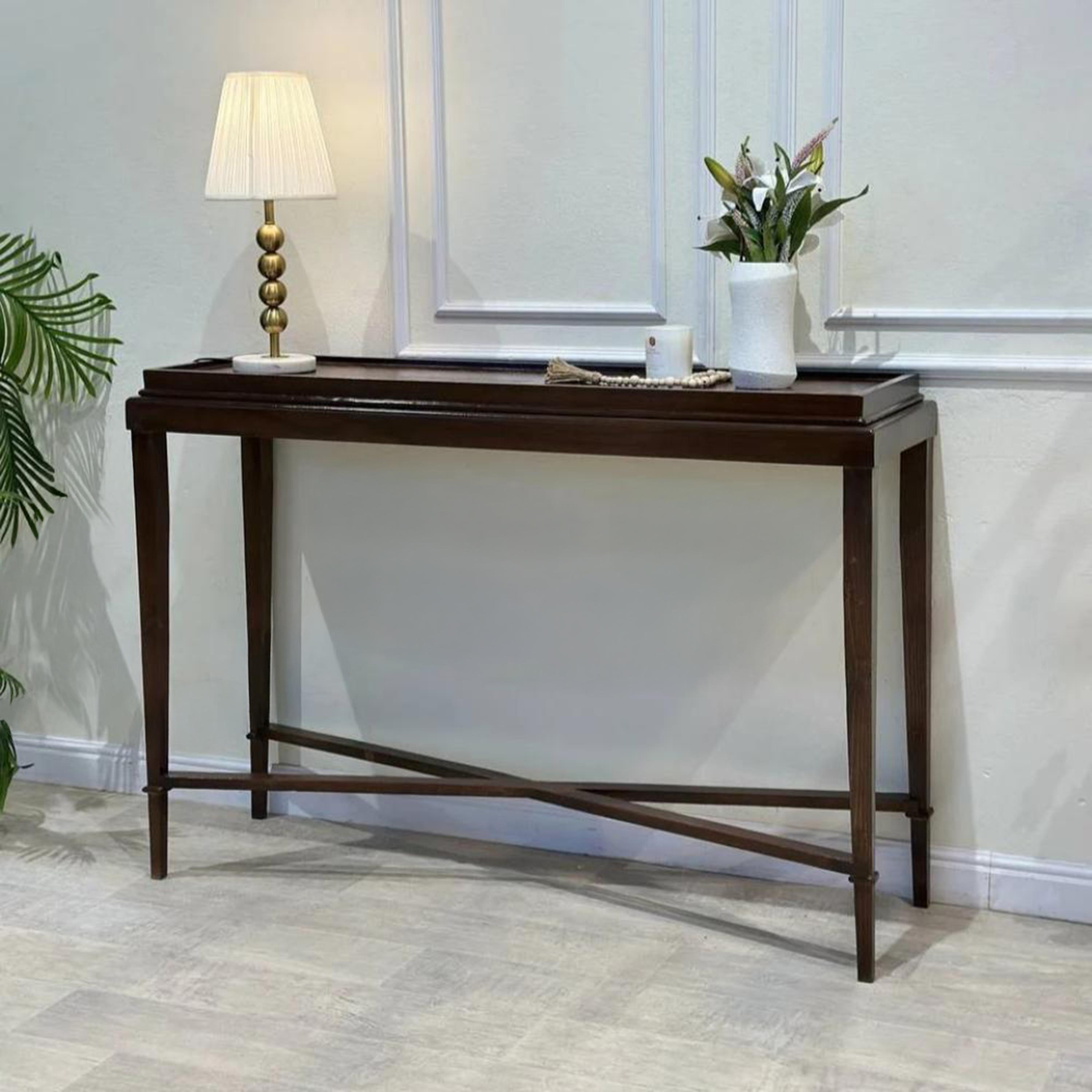 Wooden Top Console Table - 130x40x92 cms-furniture-livingroom-consoletablesandmirrors-image-5