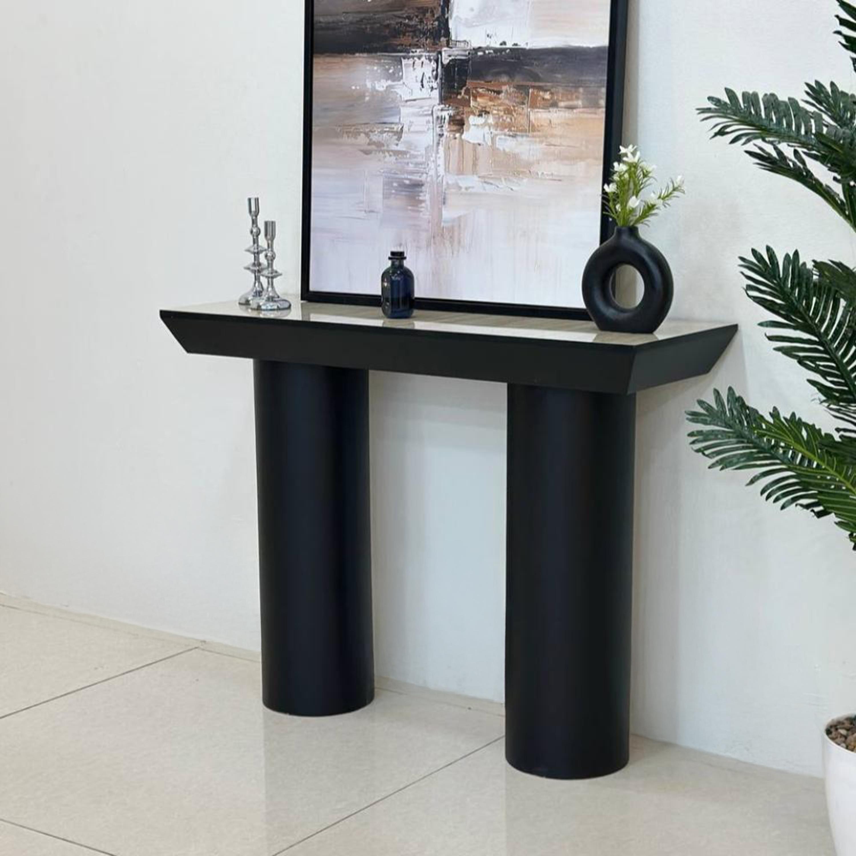 Wooden Top Console Table - 140x40x90 cms-furniture-livingroom-consoletablesandmirrors-image-2